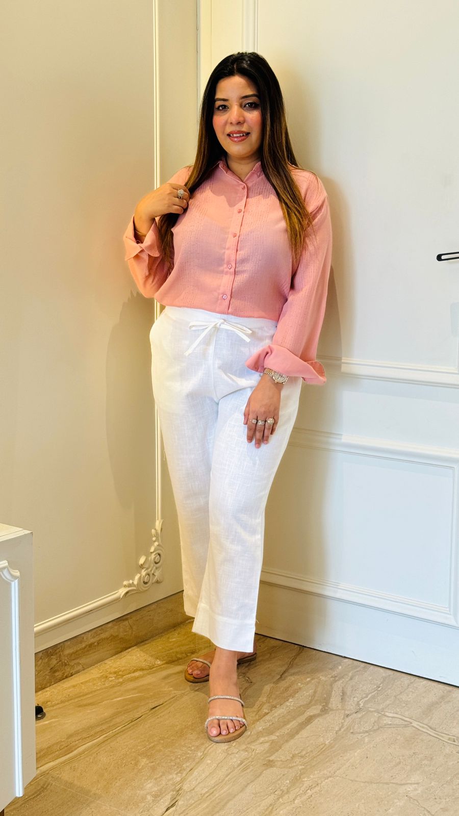 Cotton Shirt with Stretchable Bottom