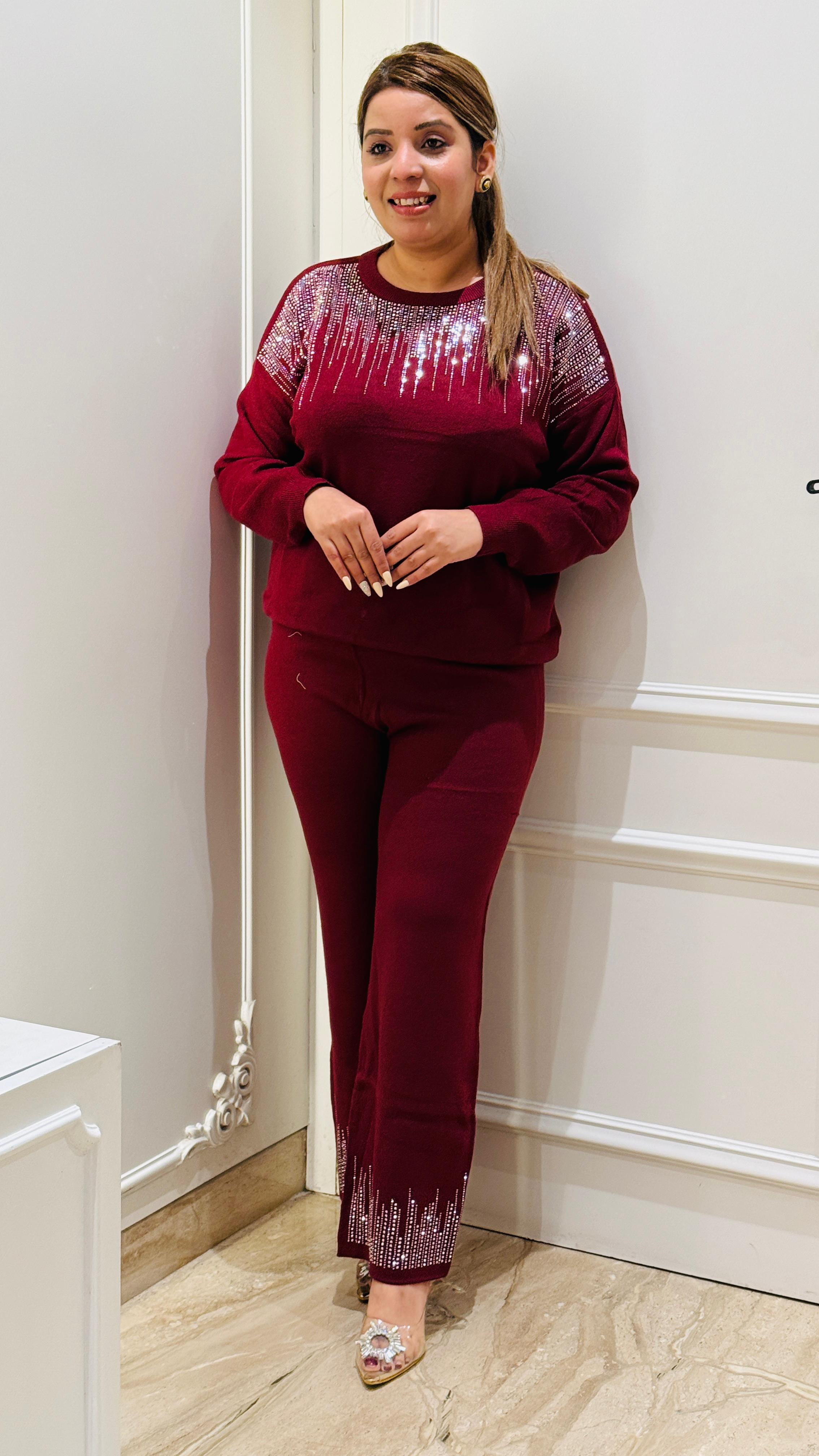 Red Stretchable Cord Set with Cape Bottom