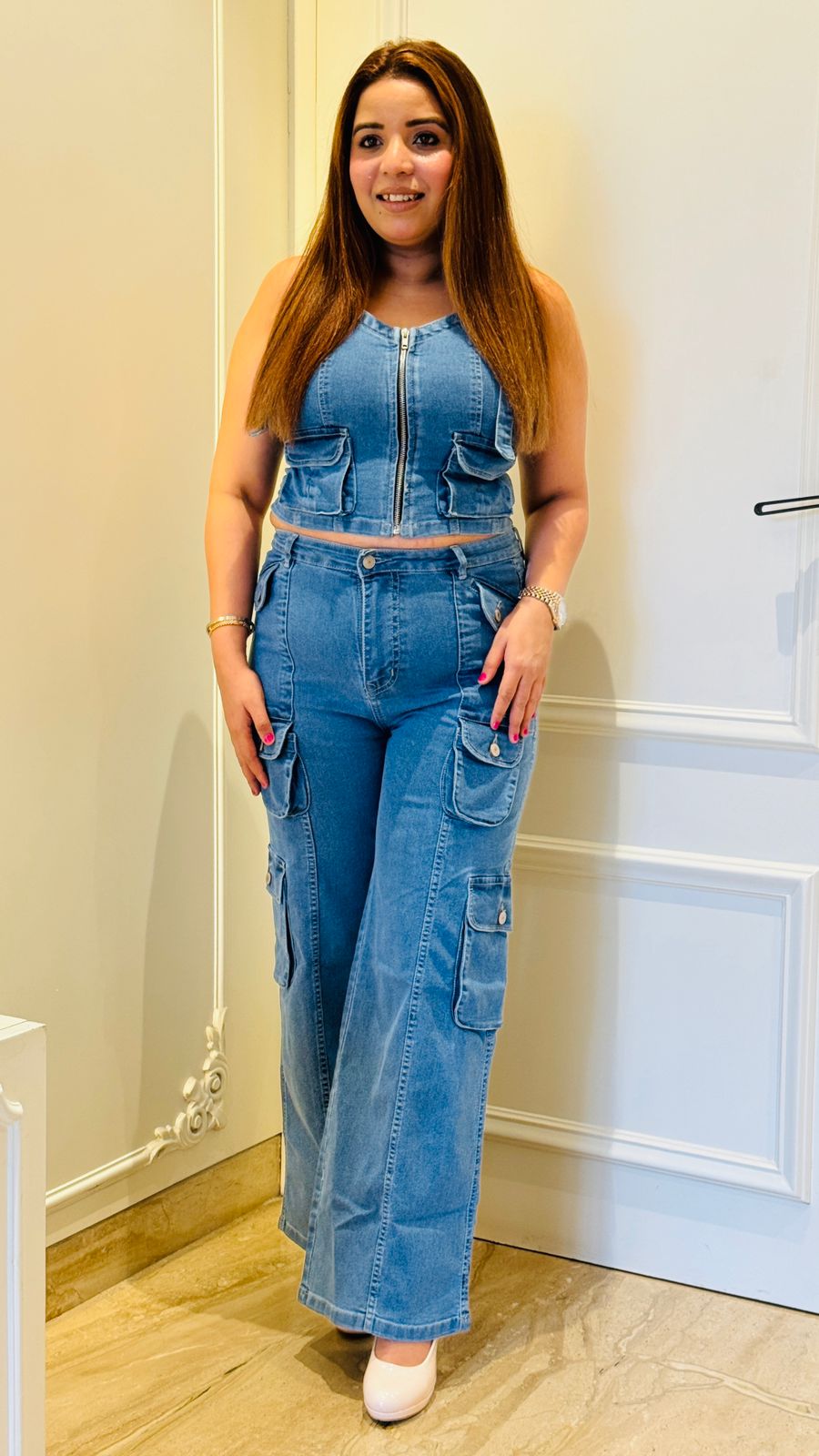 Stretchable Denim Co-ord Set