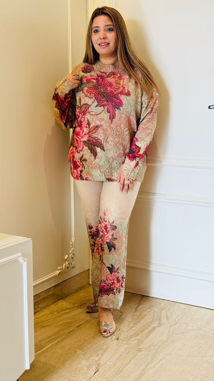 Maroon Rose Pashmina Co-ord Set
