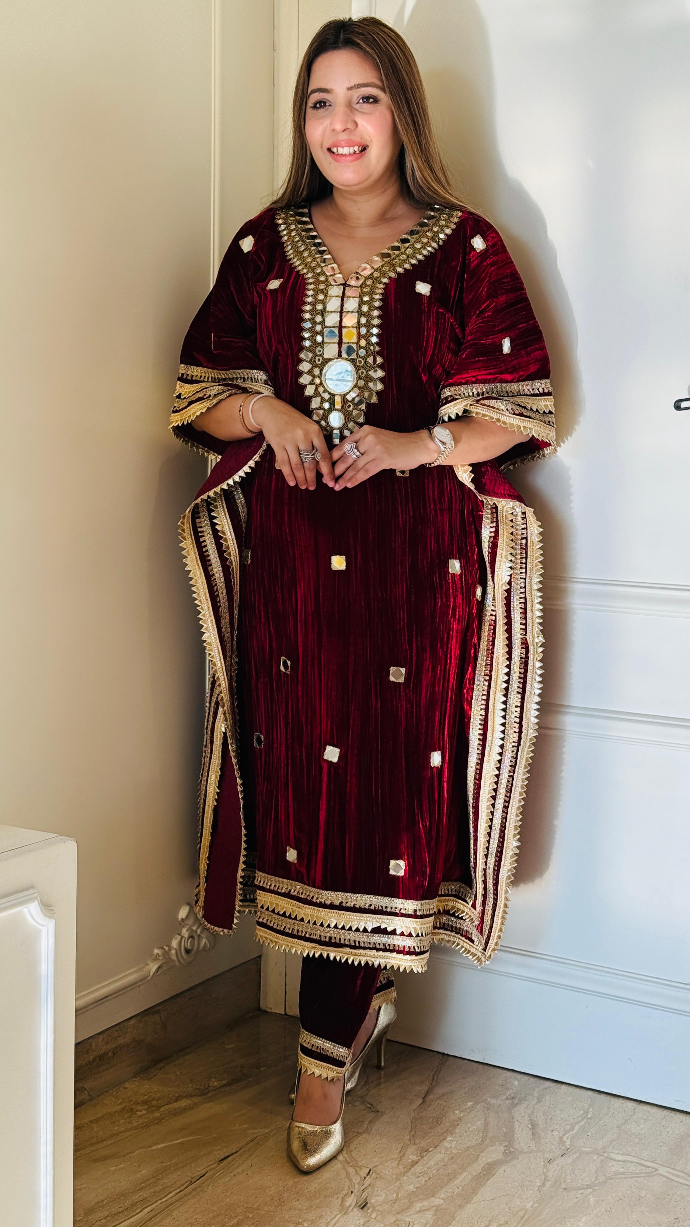 Crushed Velvet Kaftan Set