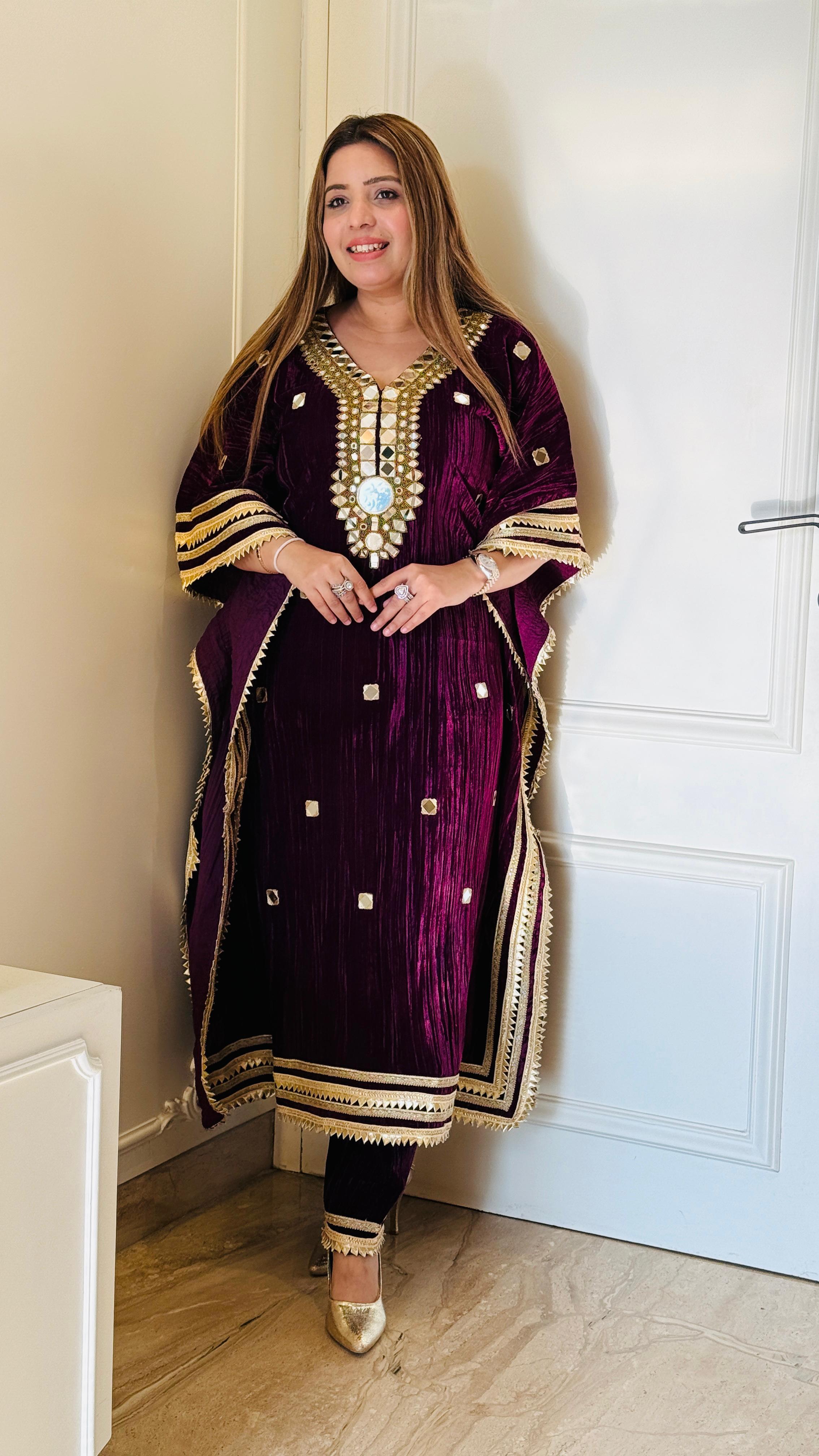 Crushed Velvet Kaftan Set