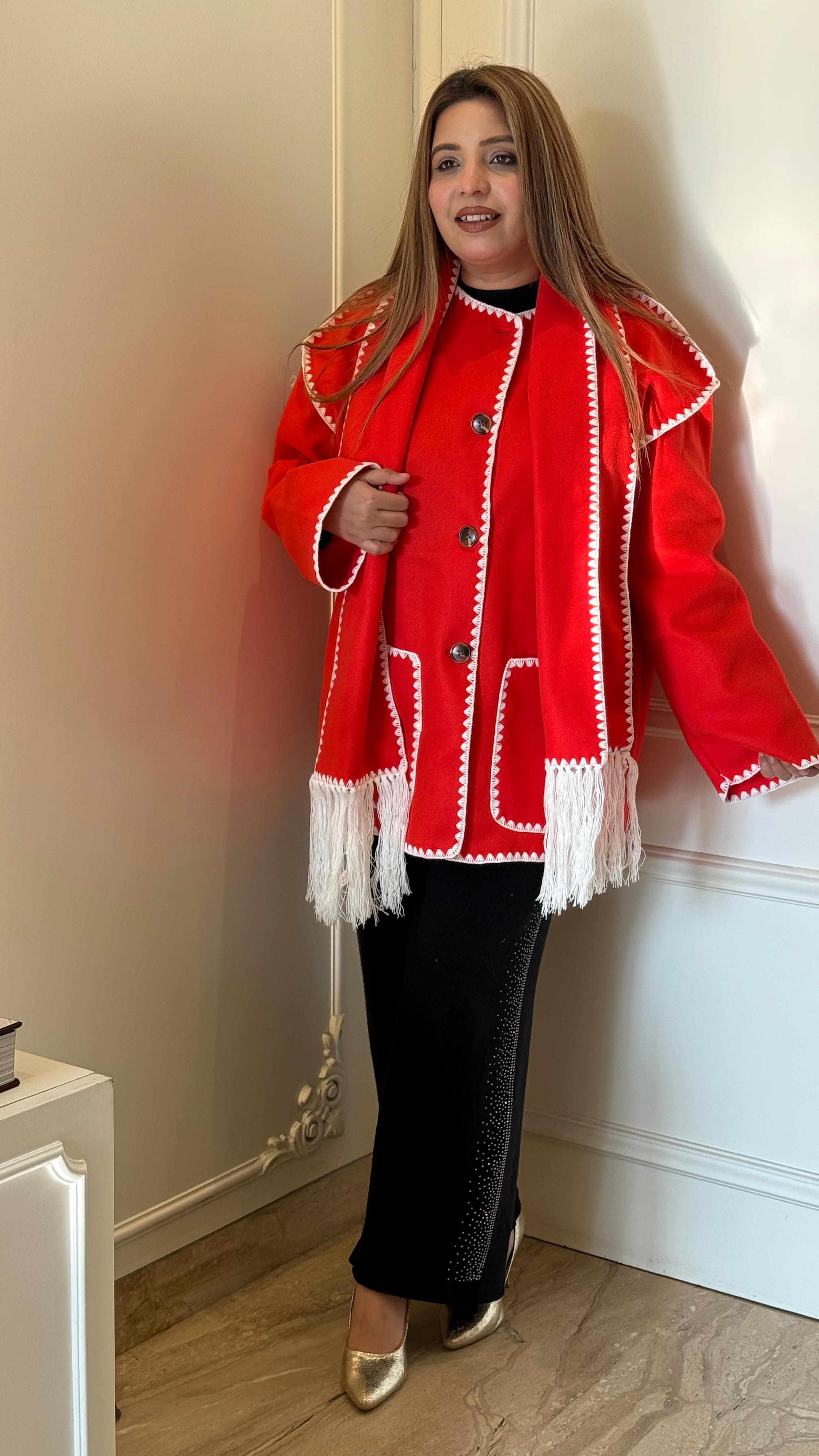Elegant Woolen Jacket with Matching Stole – Selfie Kurtiz Winter Collection