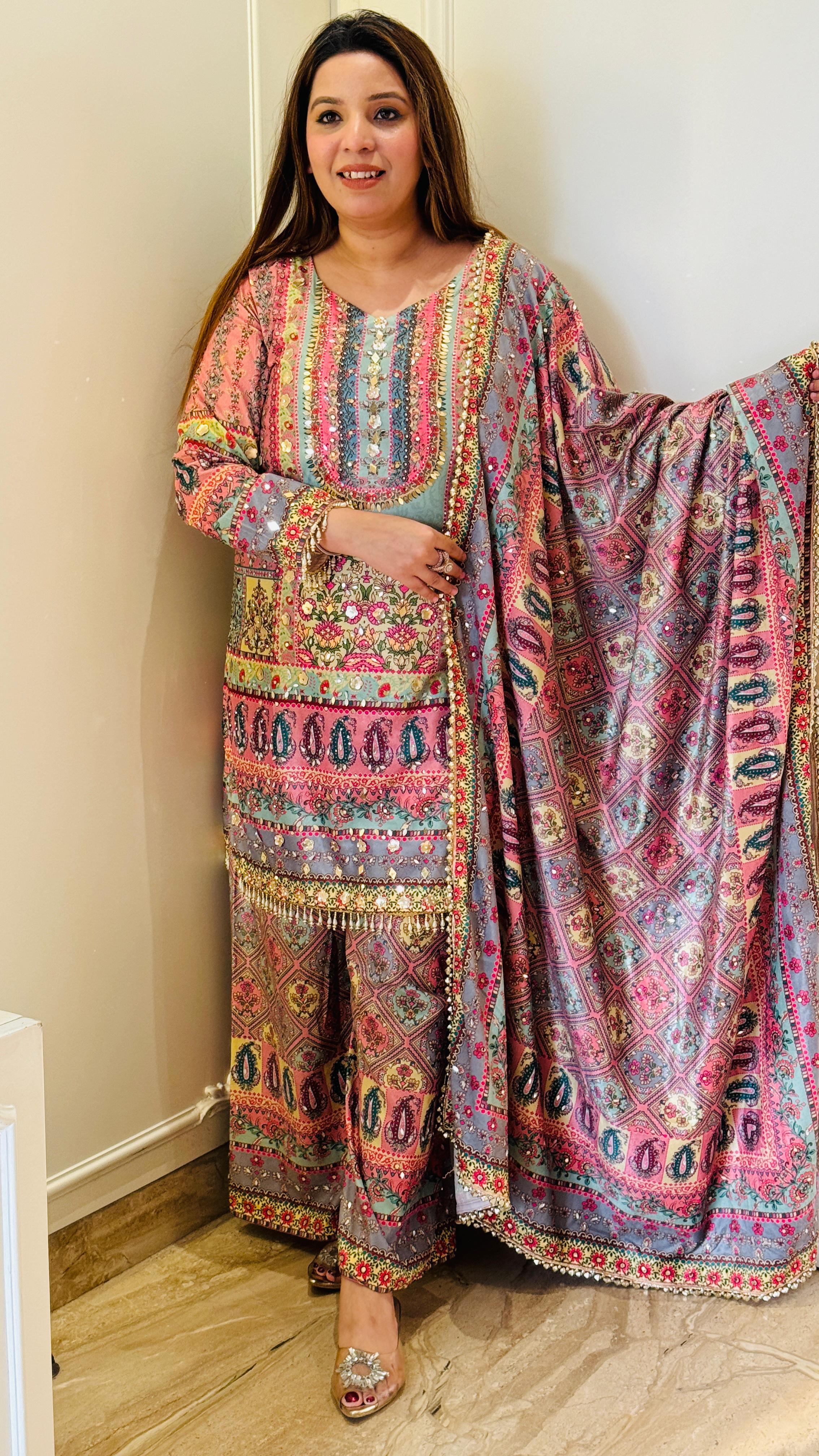 Pink Velvet Handwork Suit Set – Luxe Collection