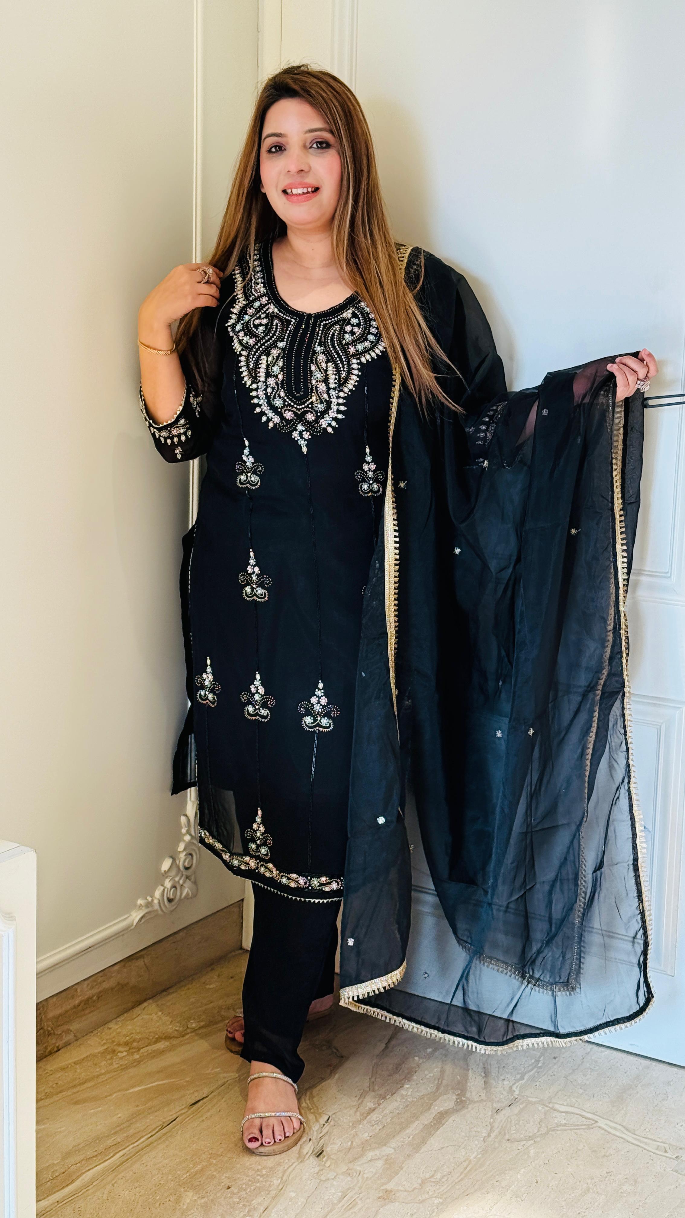 Black Luxe Georgette Suit Set