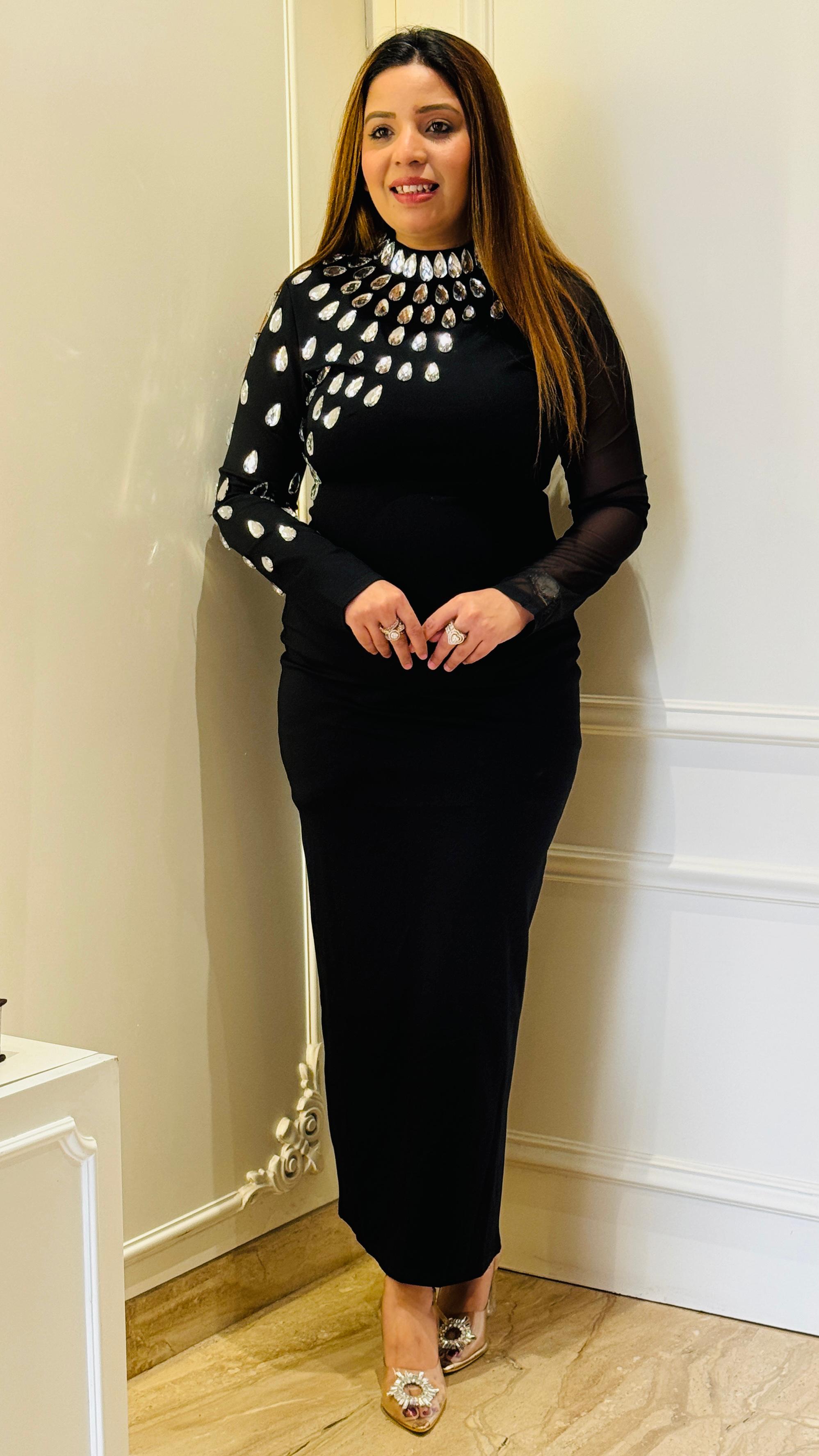 Celeste Luxe Dress- Black & Red