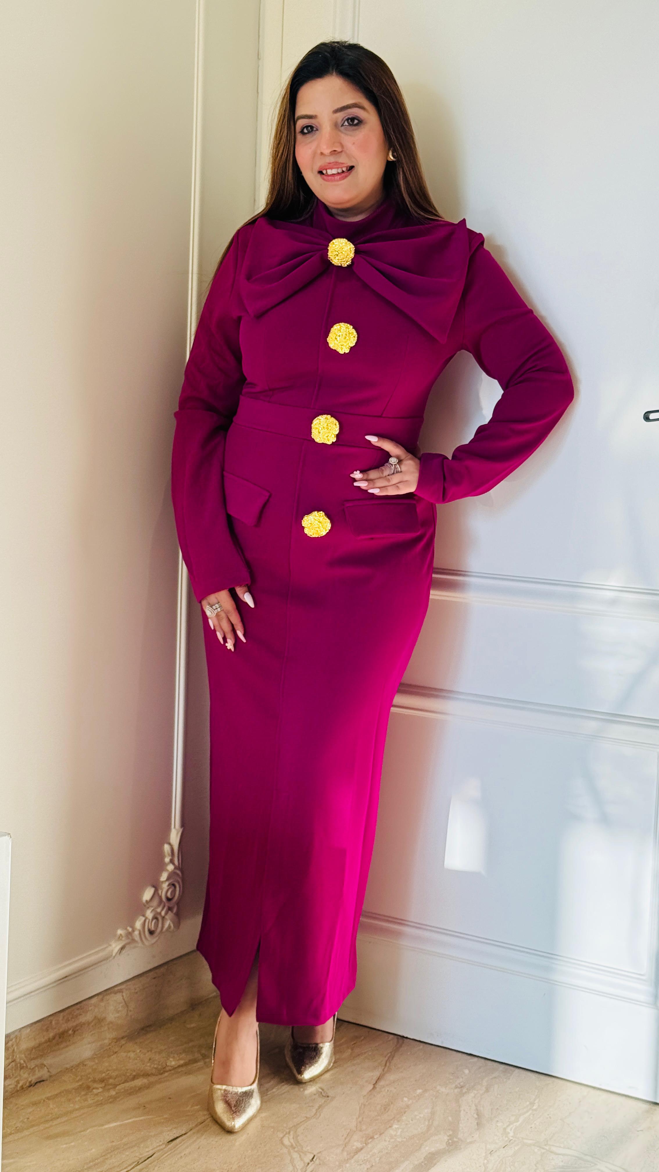 Pink Belle Bow Bubble Georgette Dress