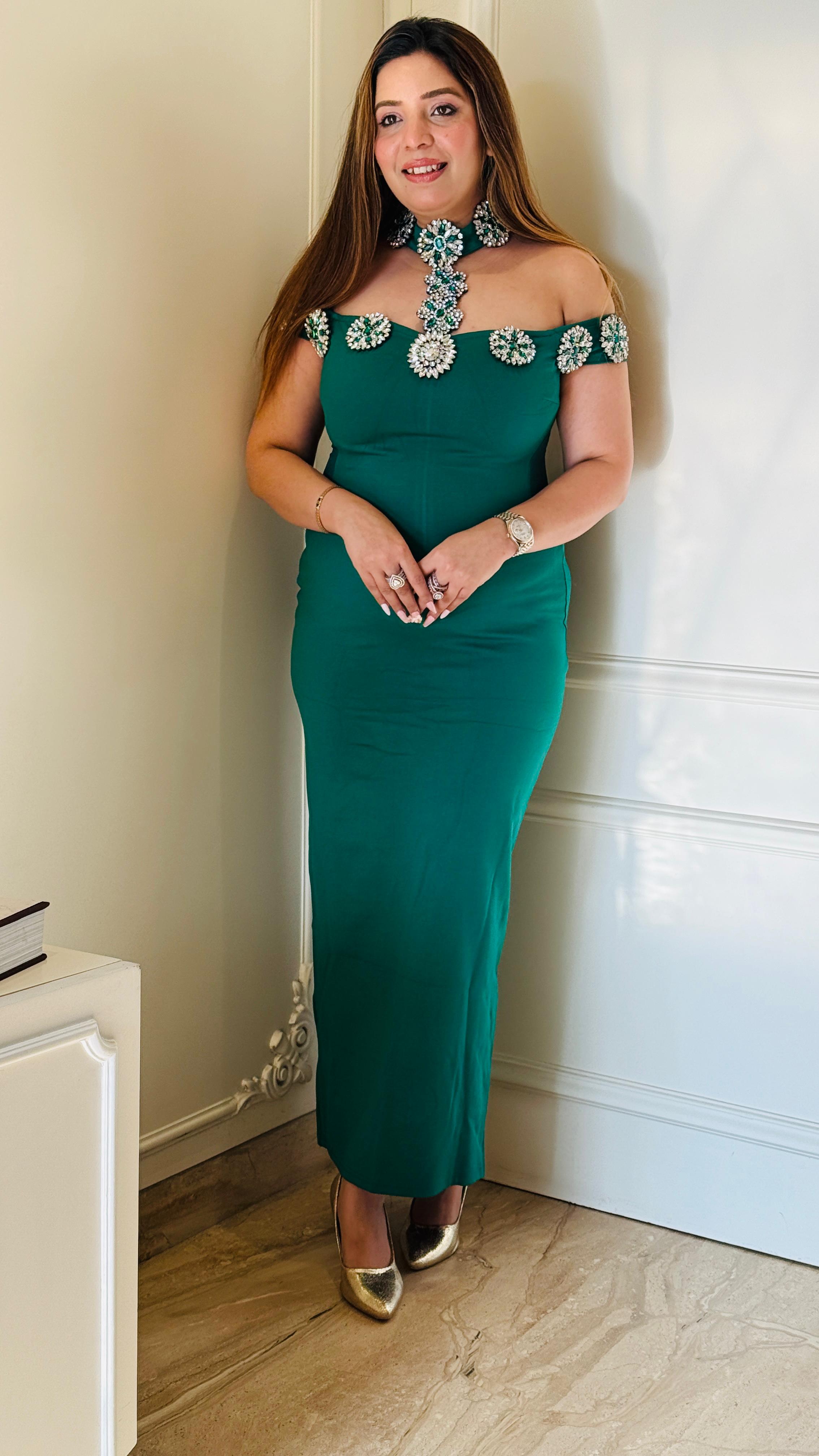 Stella Luxe Dress- Green, Black, Pink