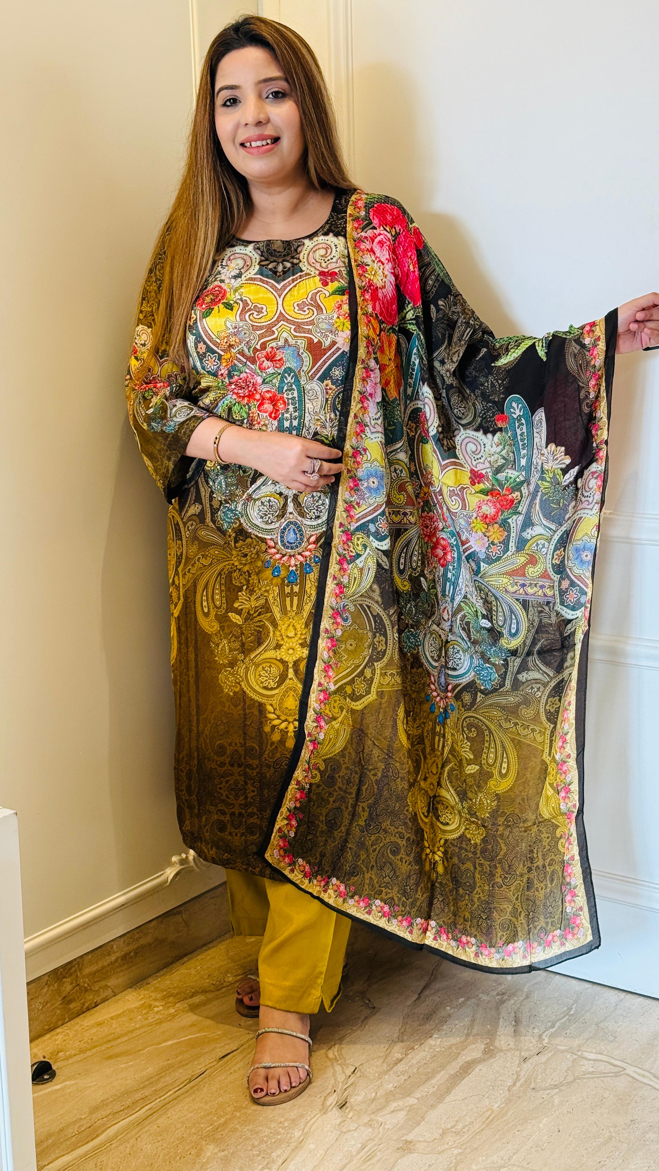 Noor-e-Pakistan Suit Set- Gold & Blue