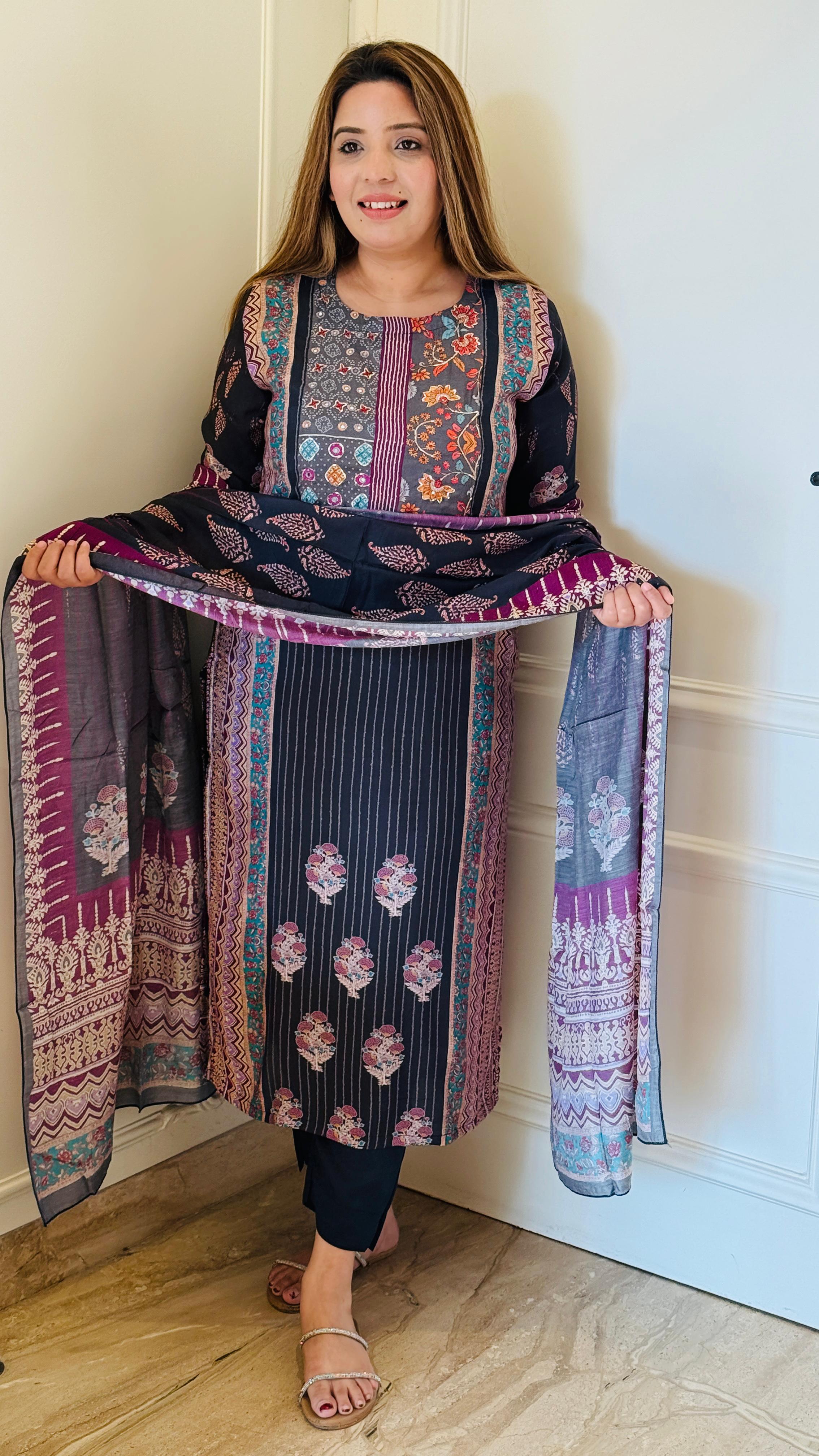 Black Celeste Crepe Suit Set