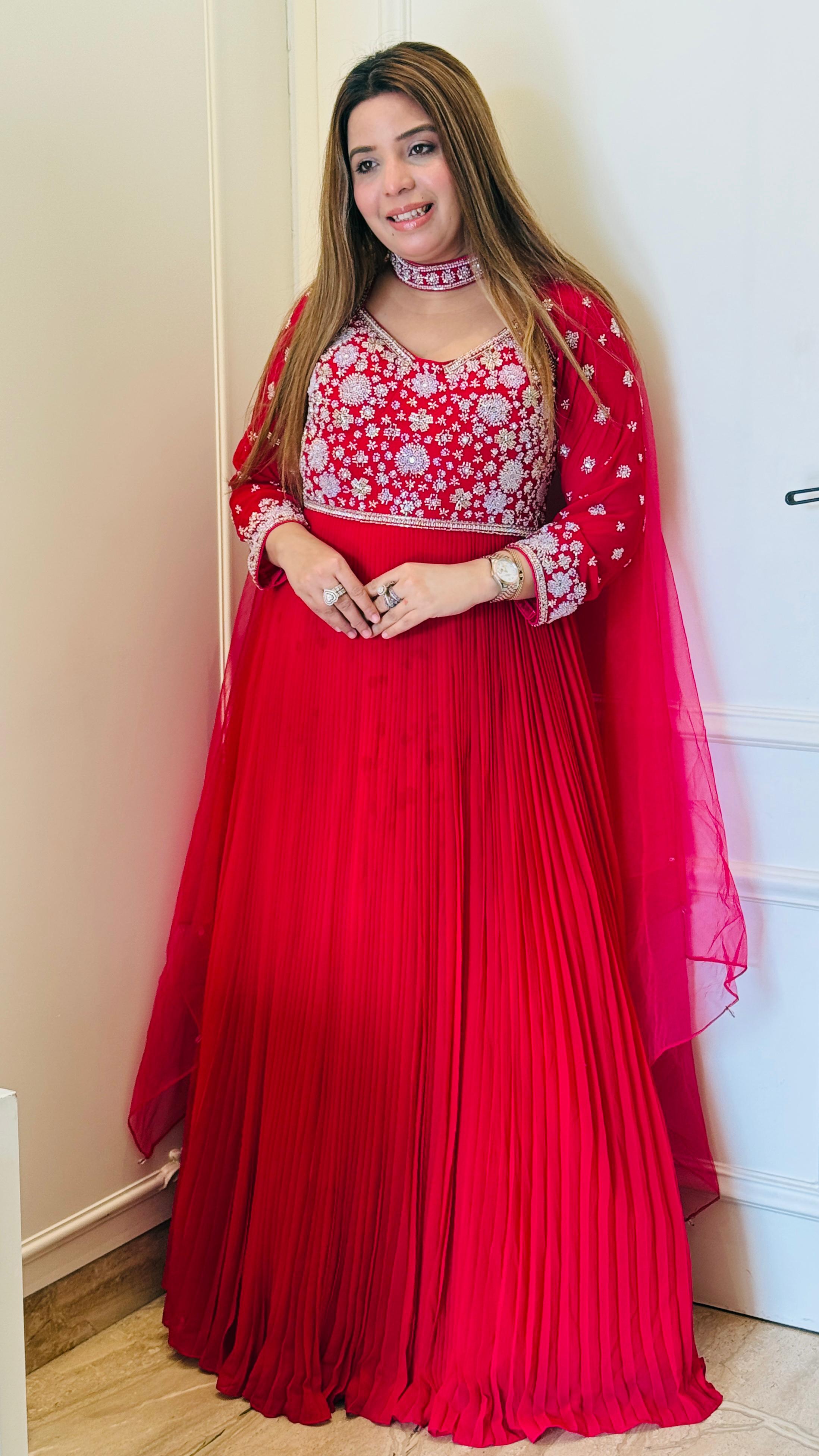 Sitara Gown – Hot Pink & Green