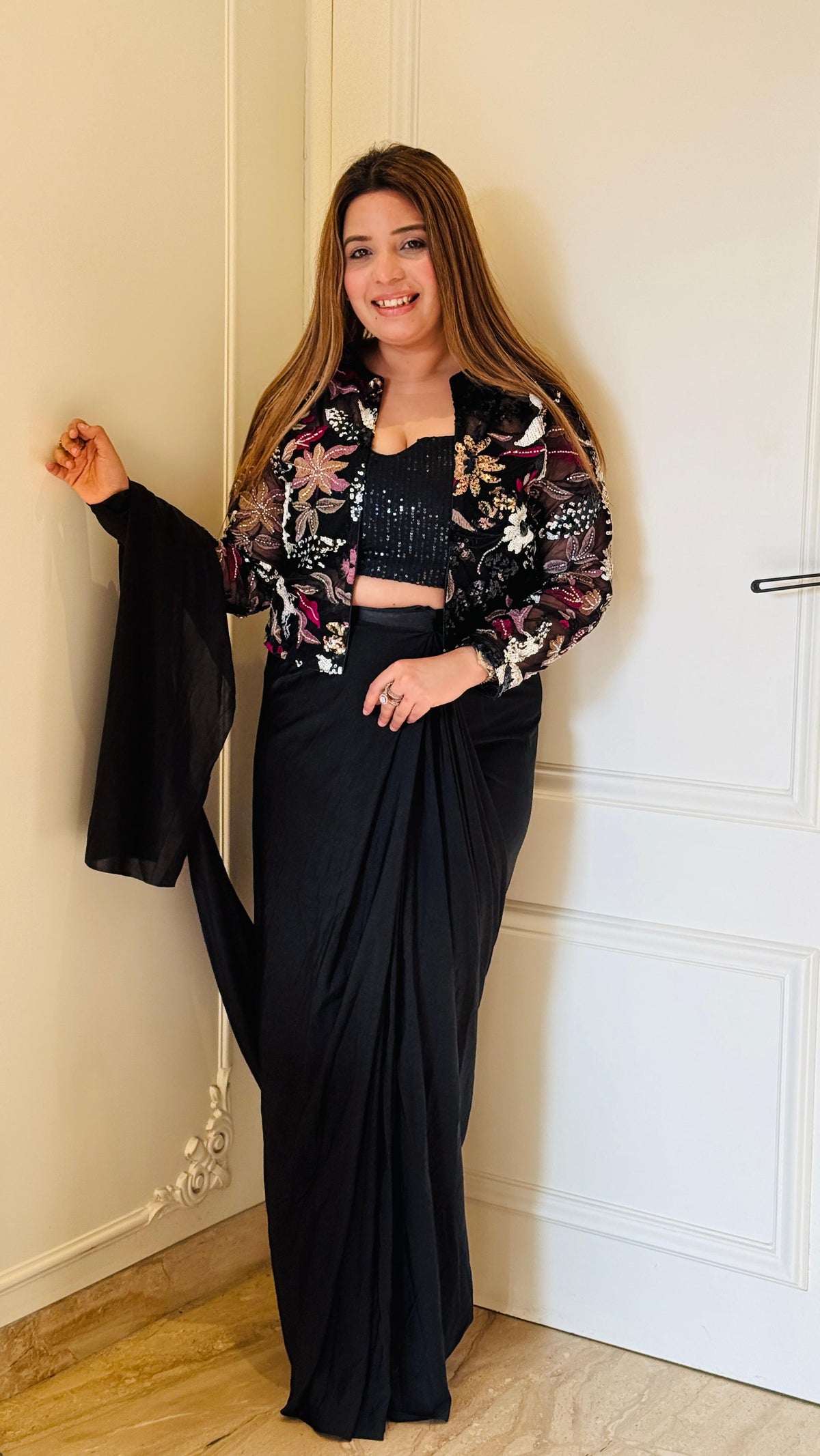 Noir Black Lycra Saree Set