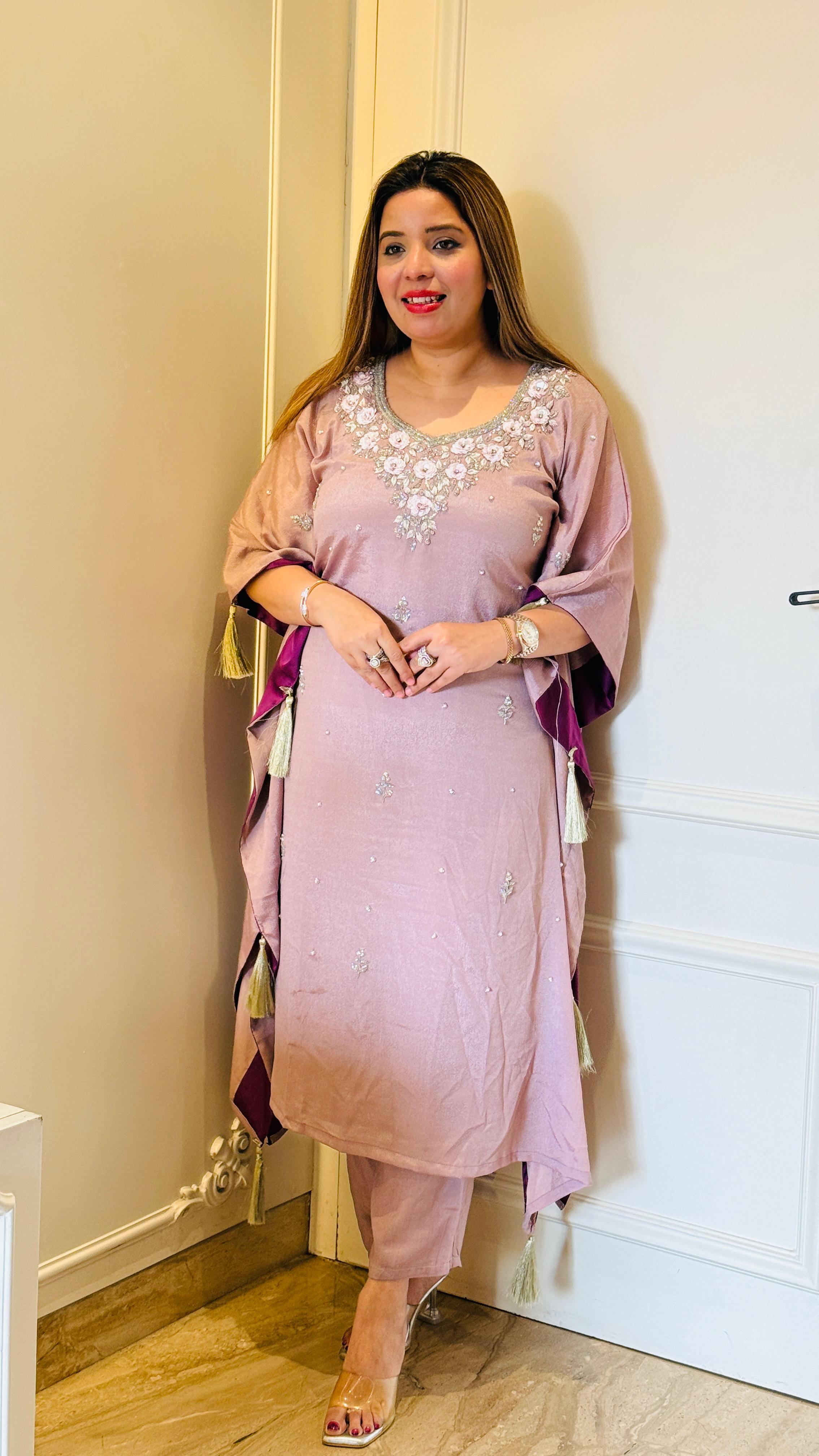 Dusty Rose Pink Saher Kaftan Set