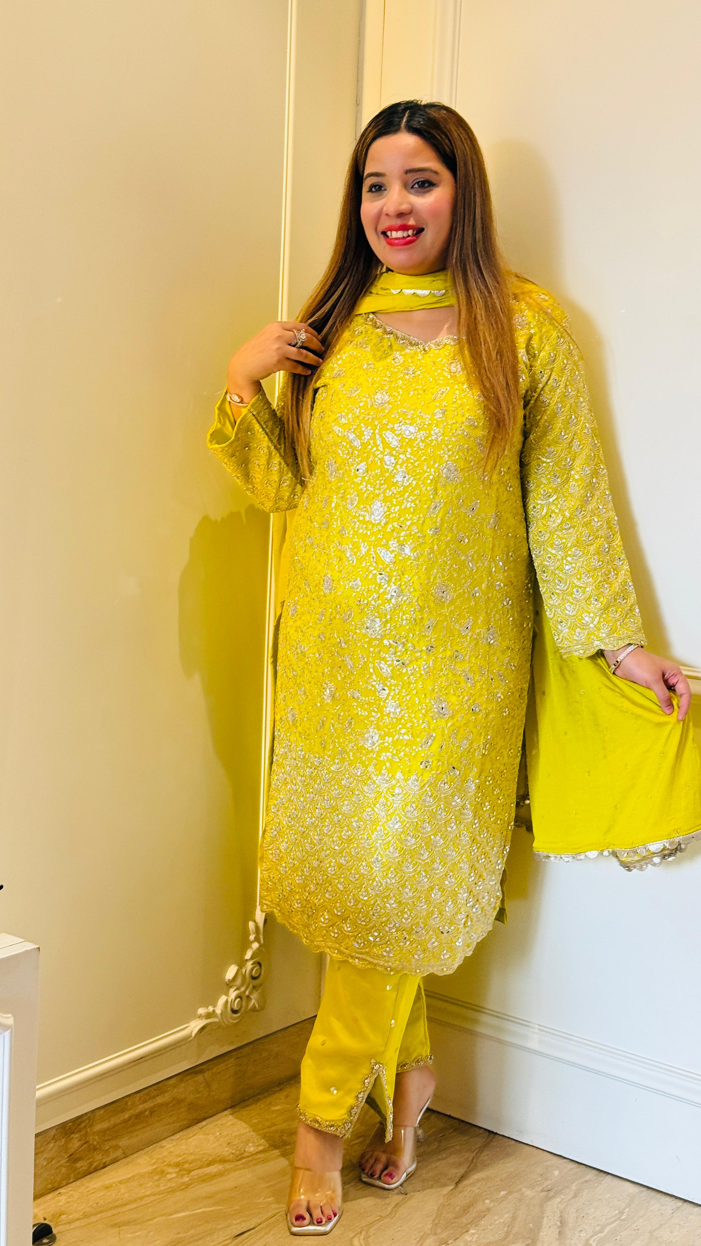 Yellow Mehrunisa Zari Suit Set