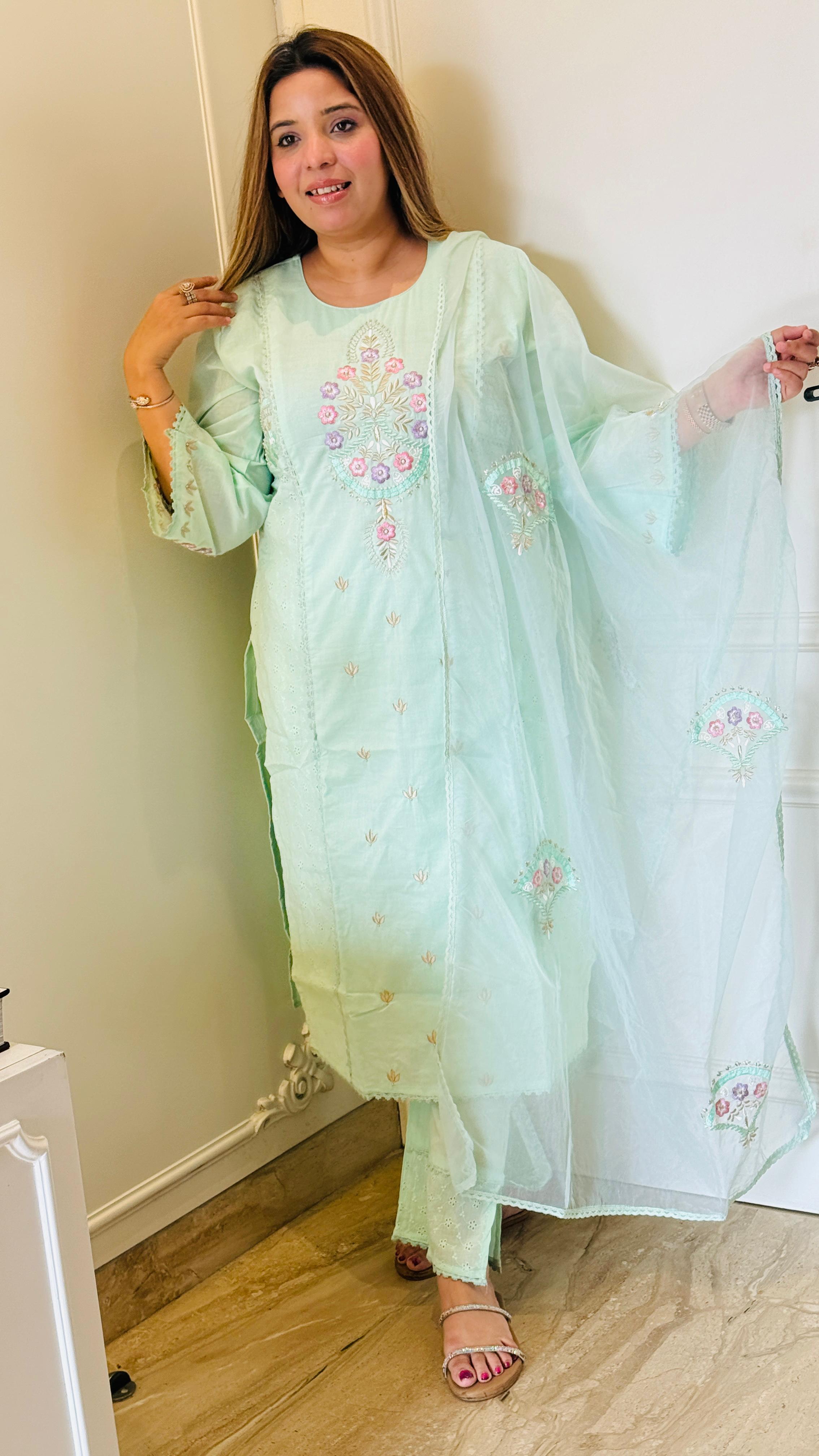 Blue, Pink & Purple Noor Suit Set