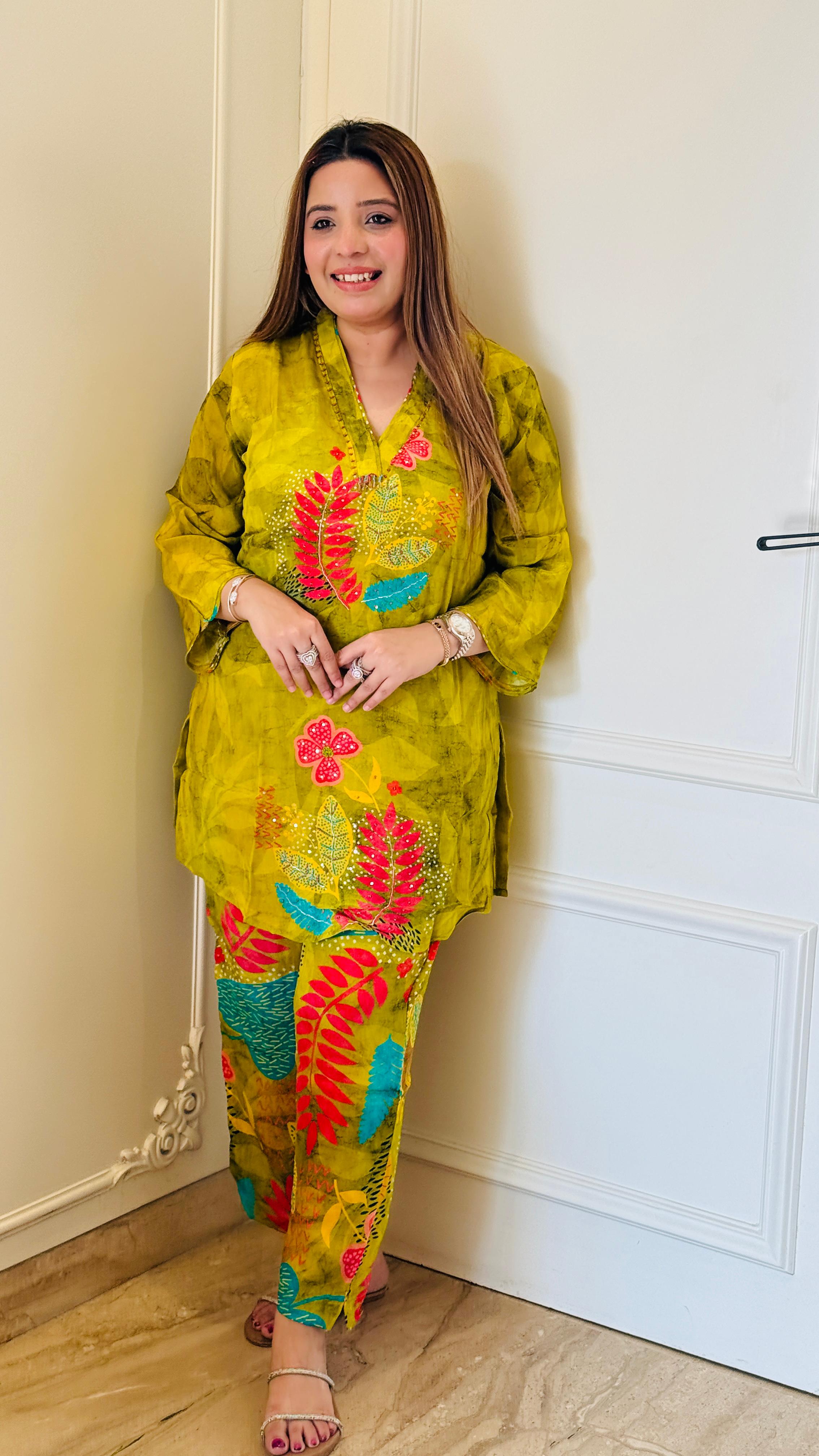 Mustard Yellow Elegant Crepe Co-Ord Set