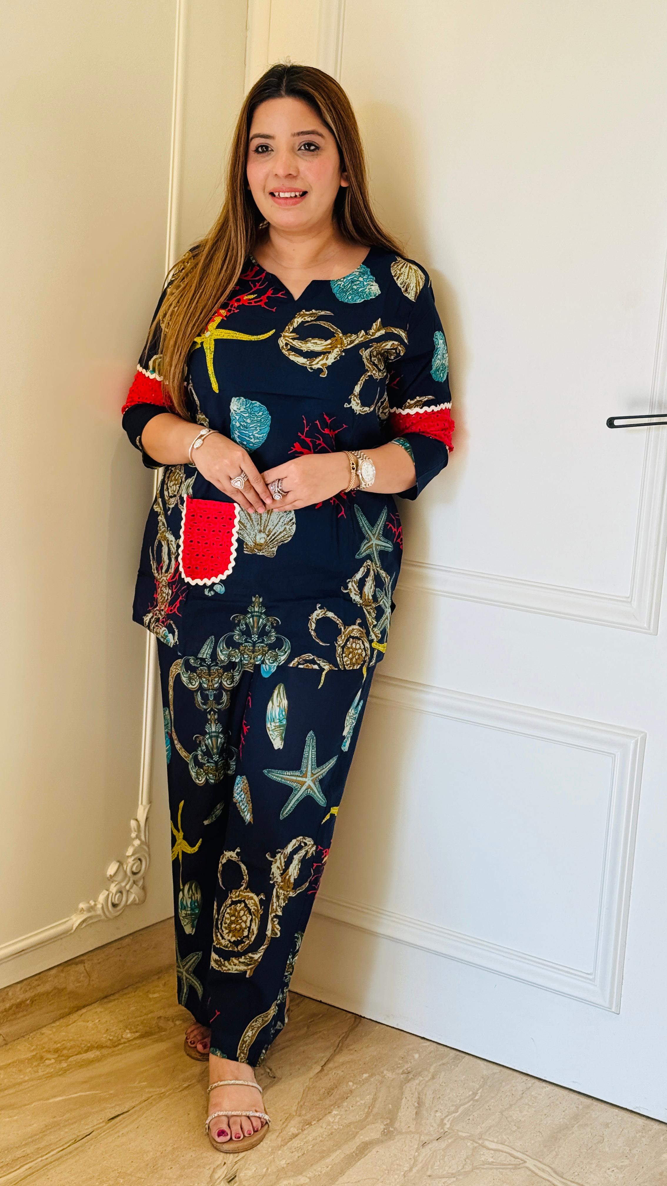 Black Multicoloured Graceful Cord Set