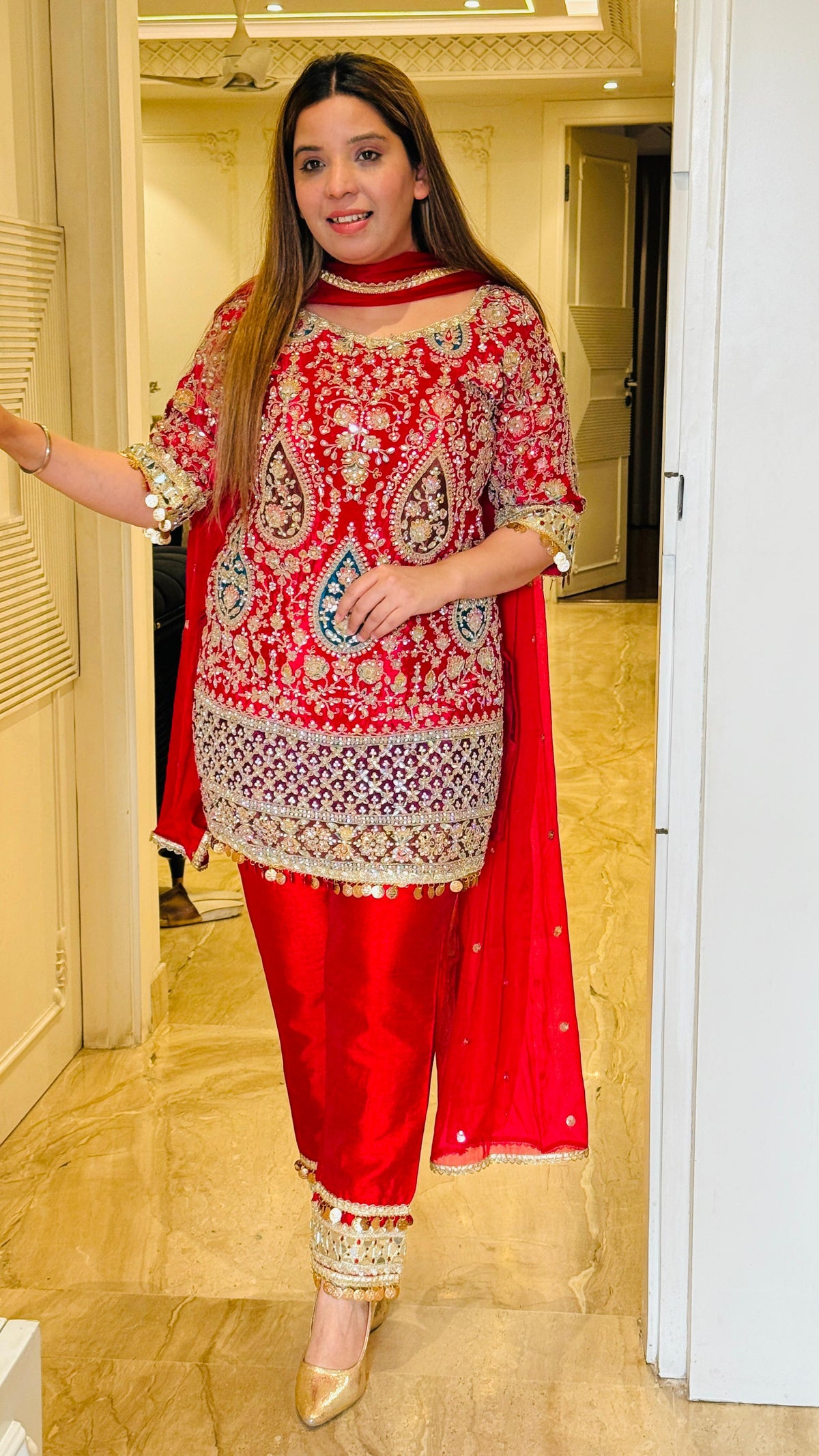 Red Graceful Charm Suit Set