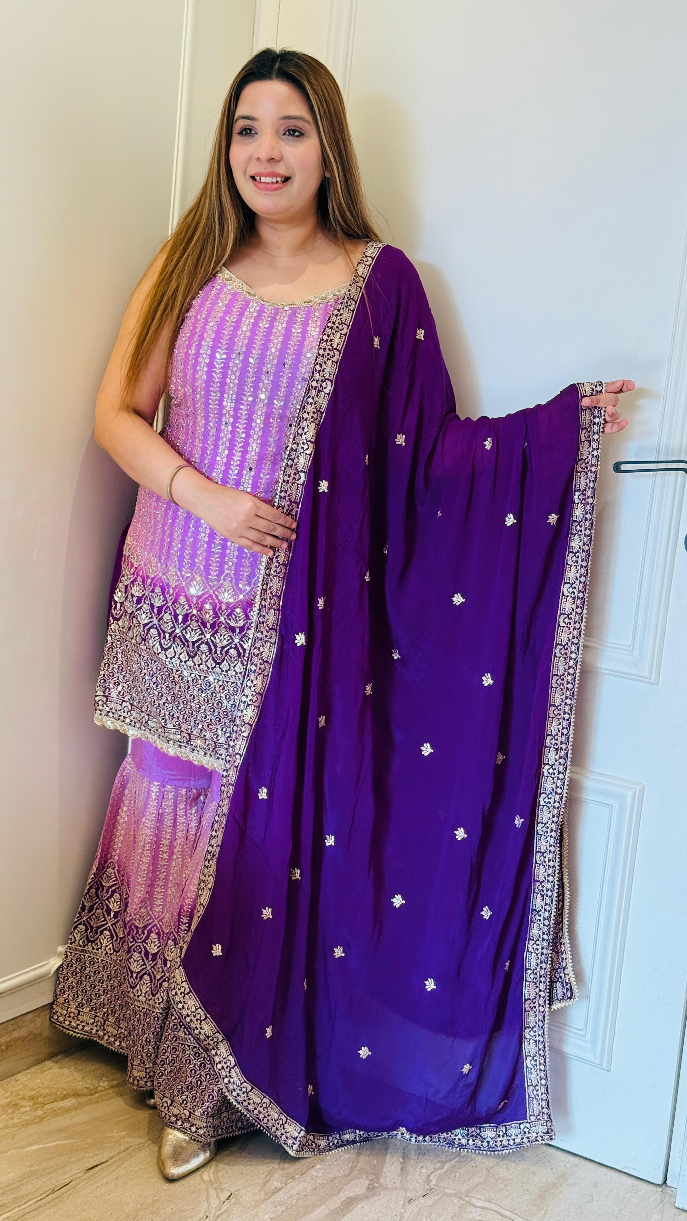 Purple & Orange Ethereal Grace Suit Set