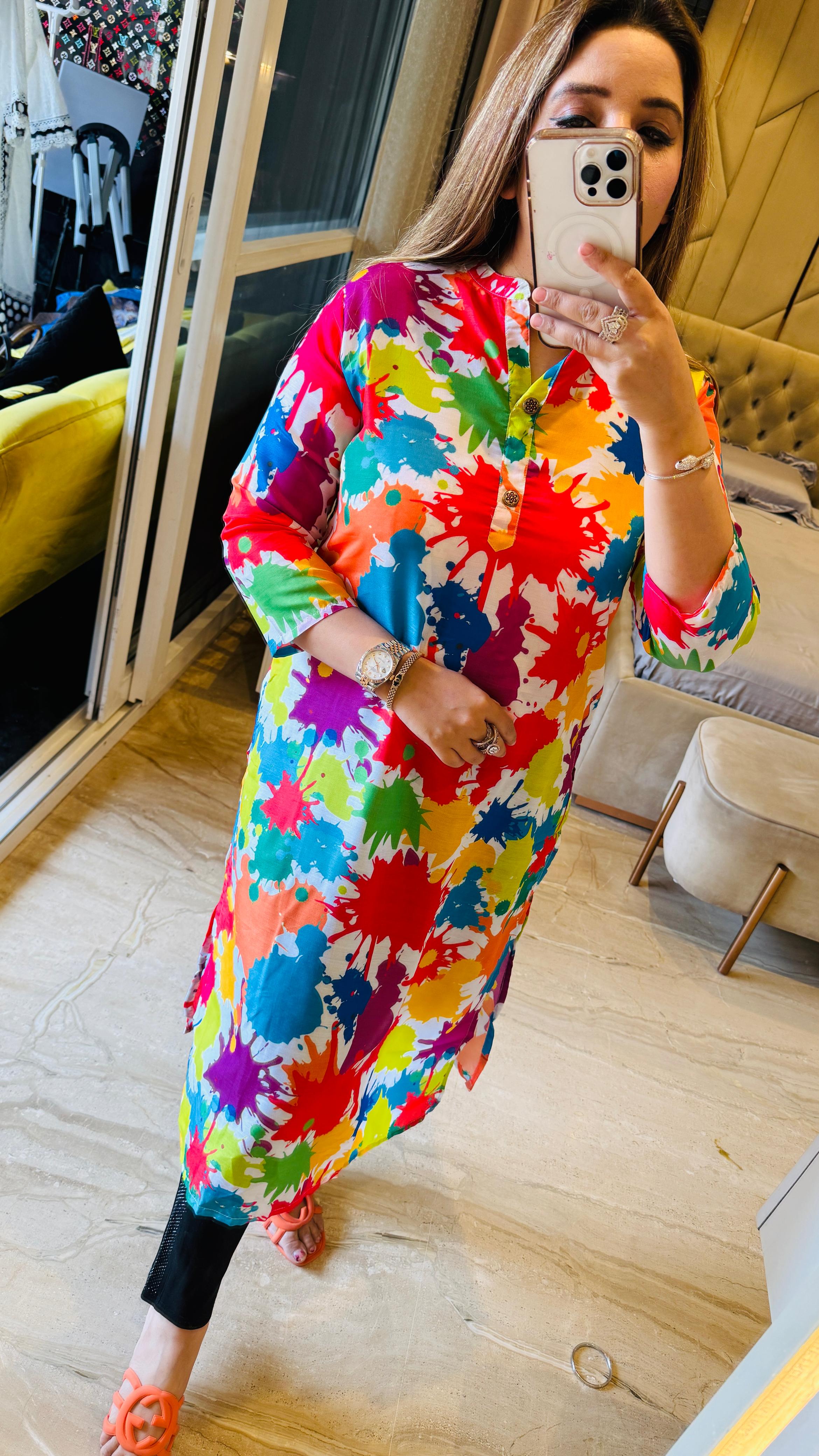 Color Burst Holi Print Kurti 🎨✨