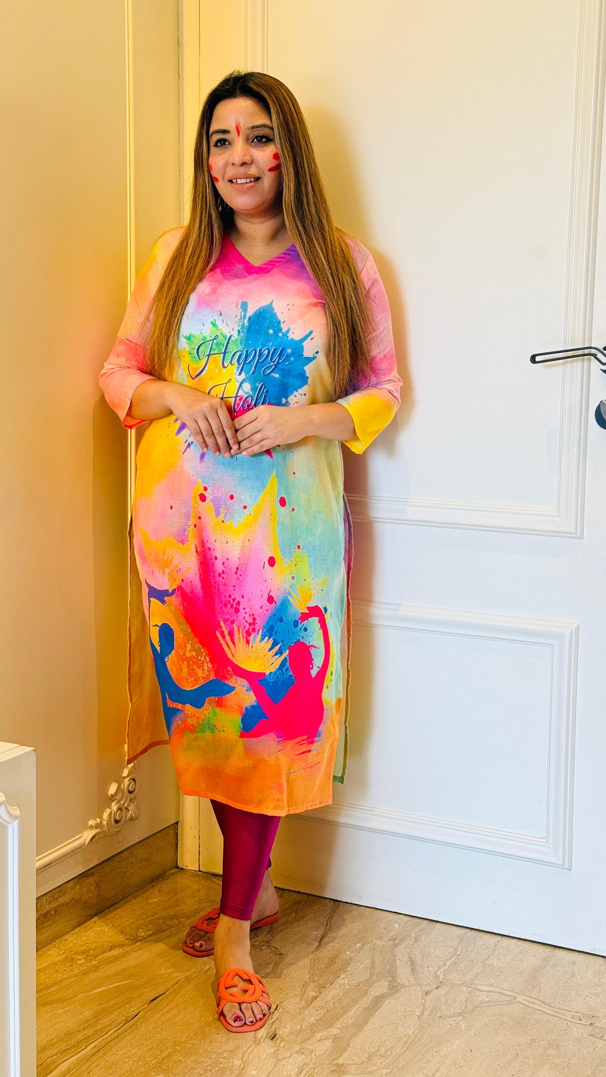 MultiColor Burst Holi Print Kurti 🎨✨