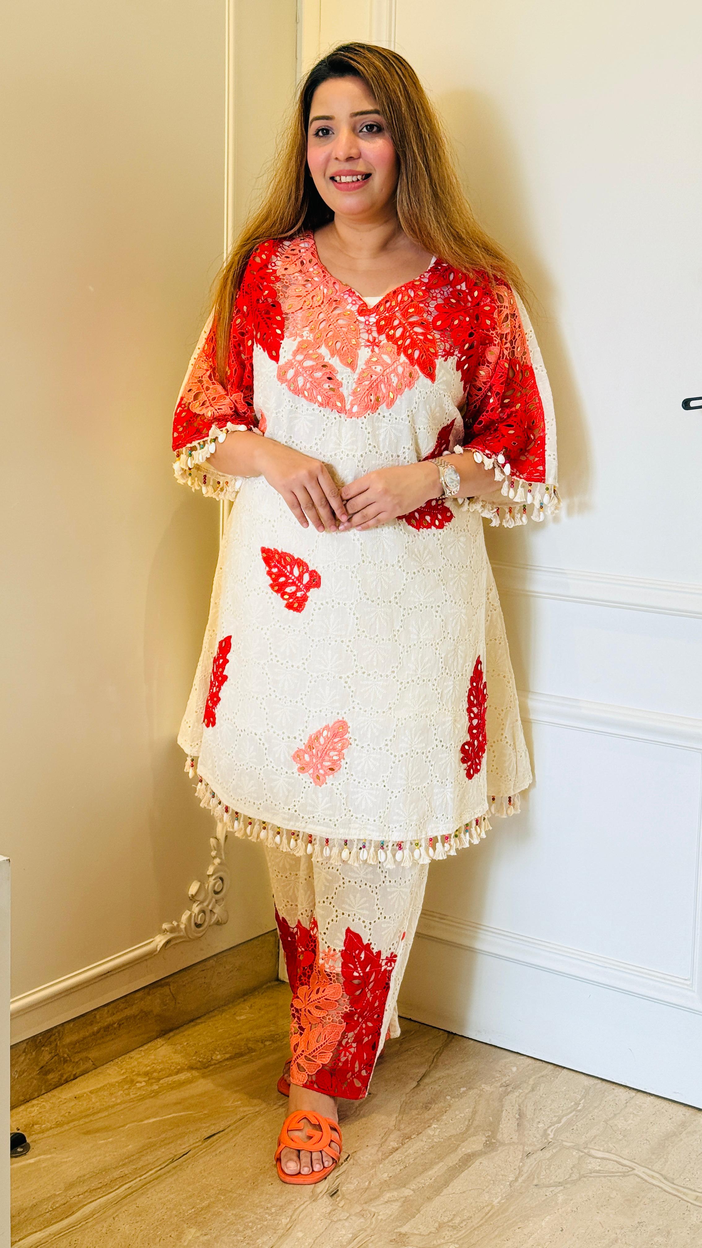 Red, Beige, Grey -Luxe Shell Co-ord Set