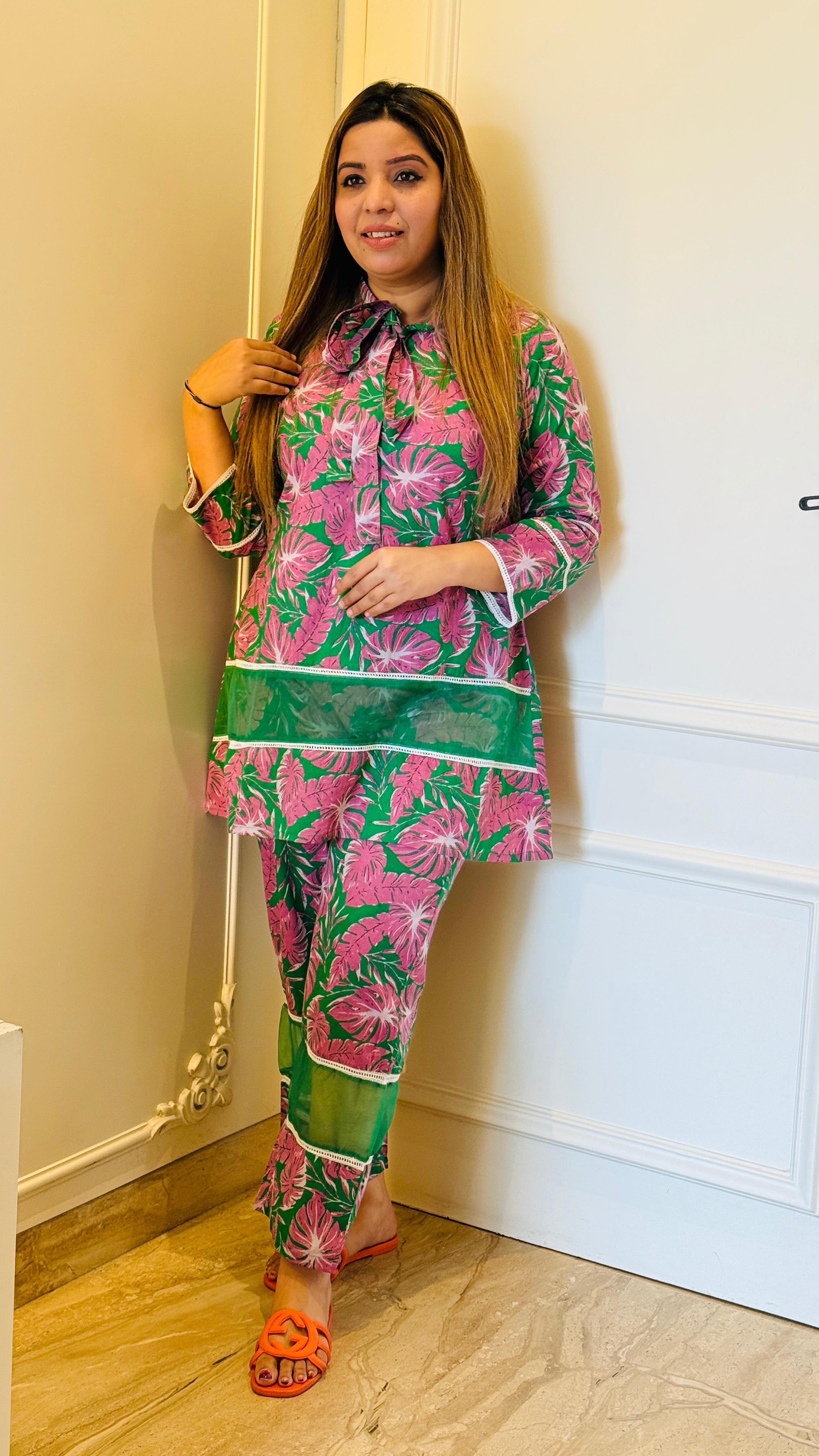 Pink & Green | Blue & Red Lace Charm Cord Set