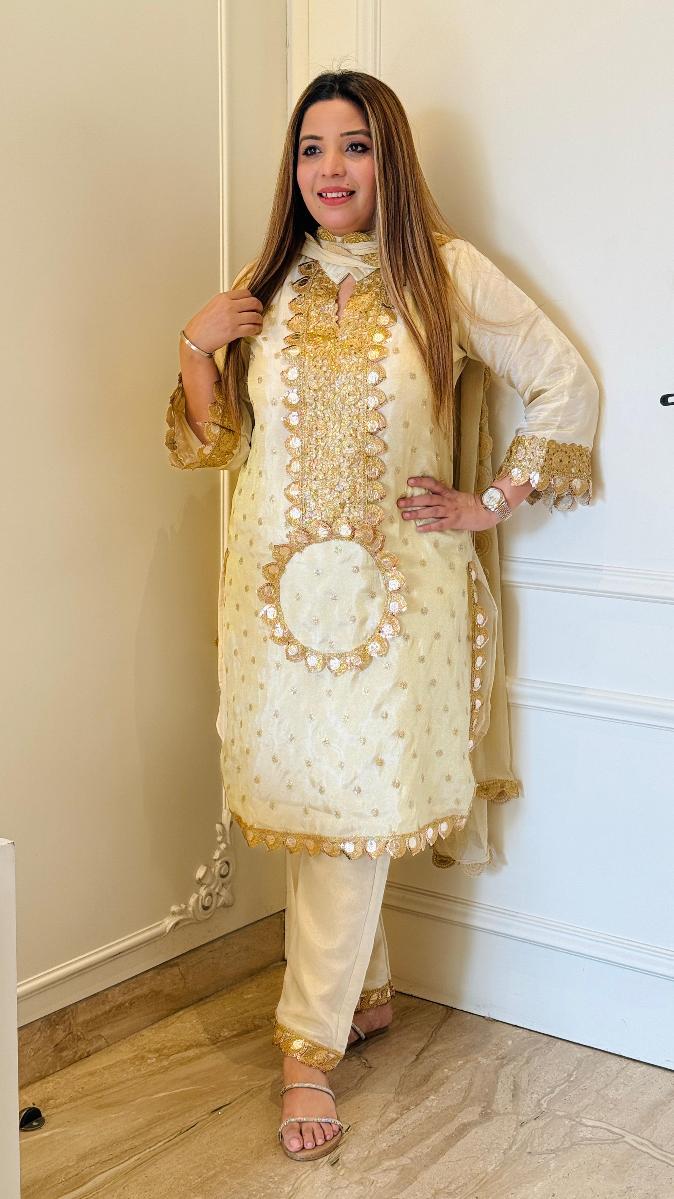 Cream and gold Glamour Bloom Suit Set