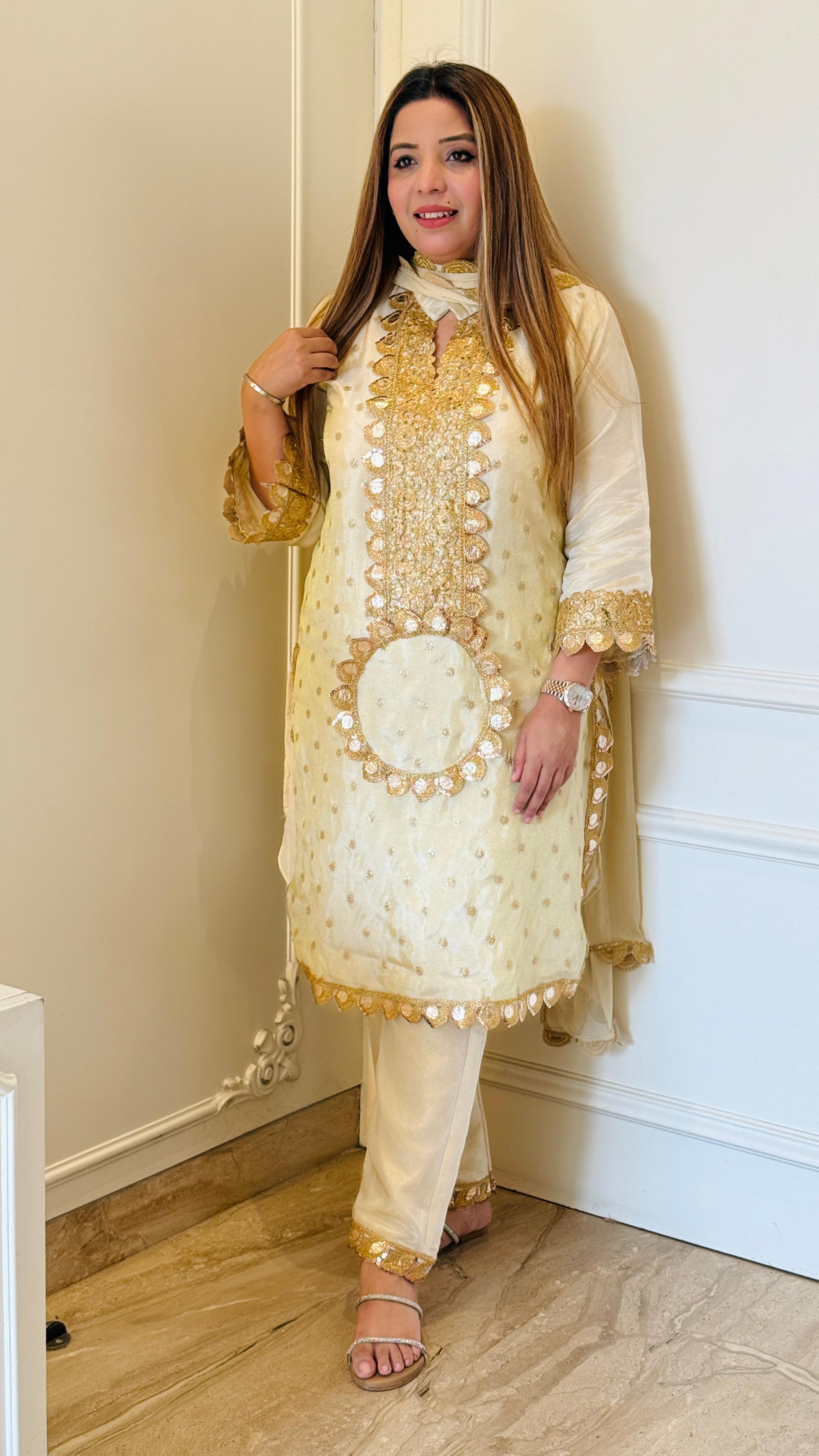 Cream and gold Glamour Bloom Suit Set