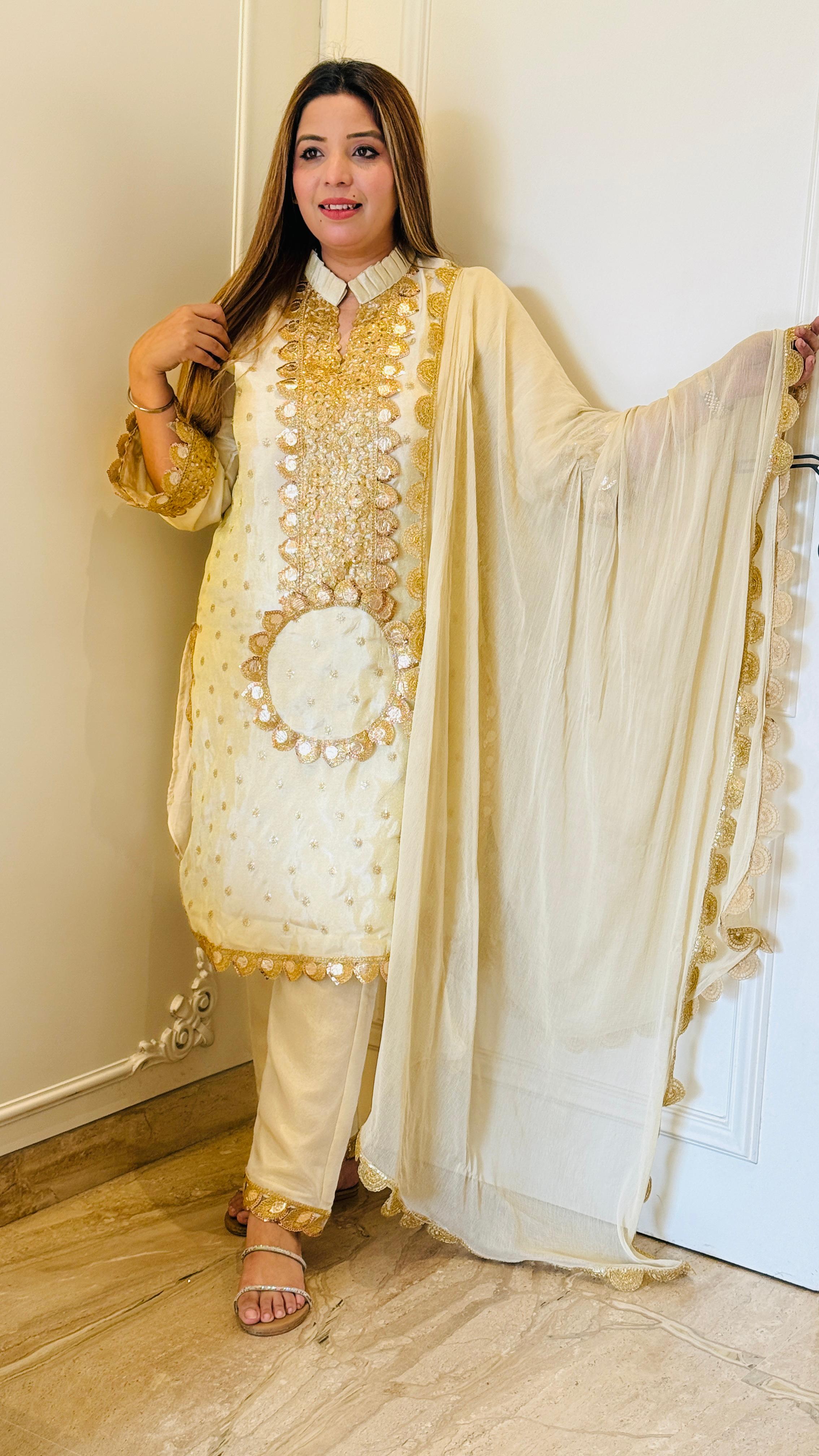 Cream and gold Glamour Bloom Suit Set