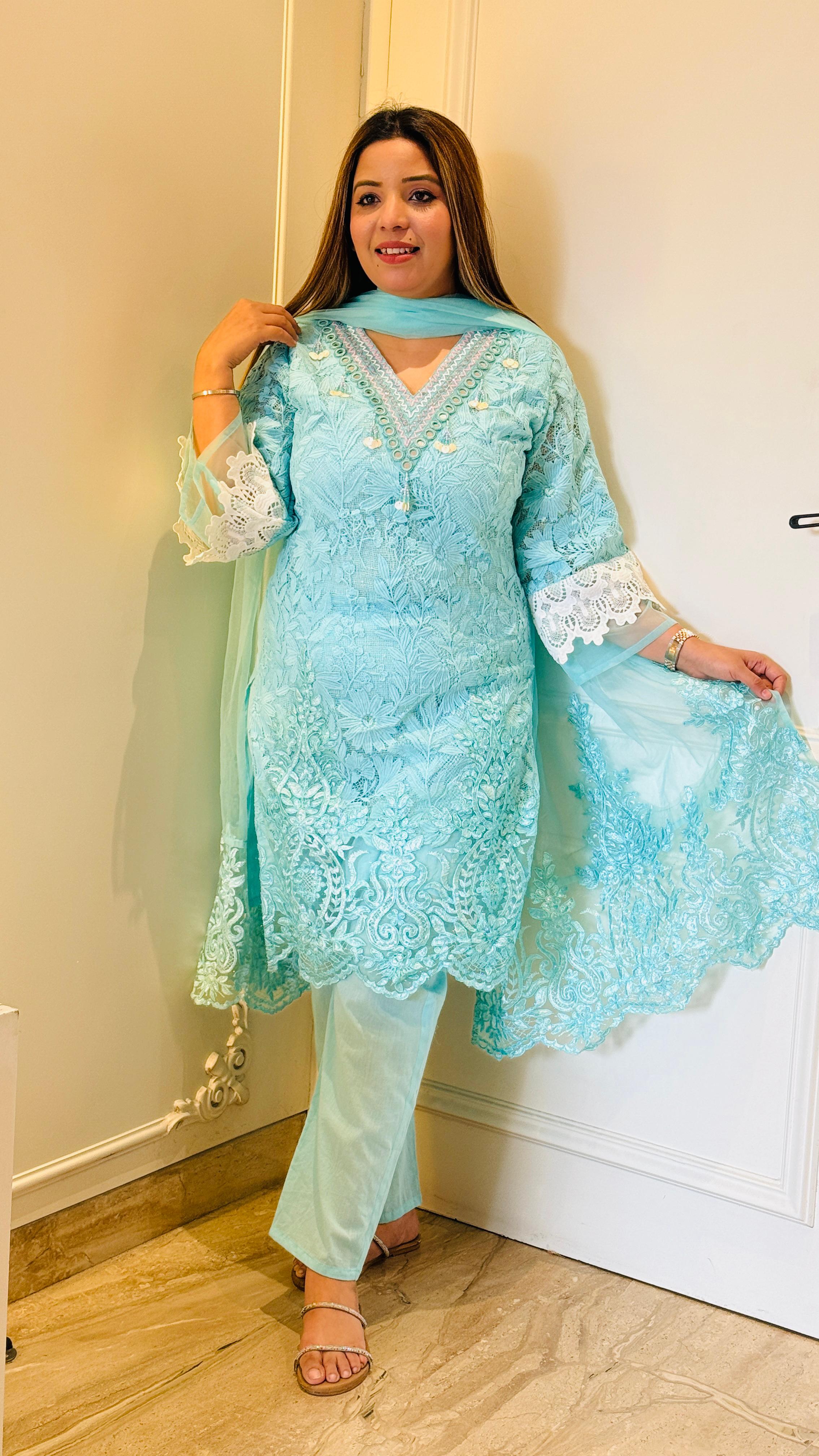 Zehra Pakistani Suit Set – Baby Pink & Sky Blue