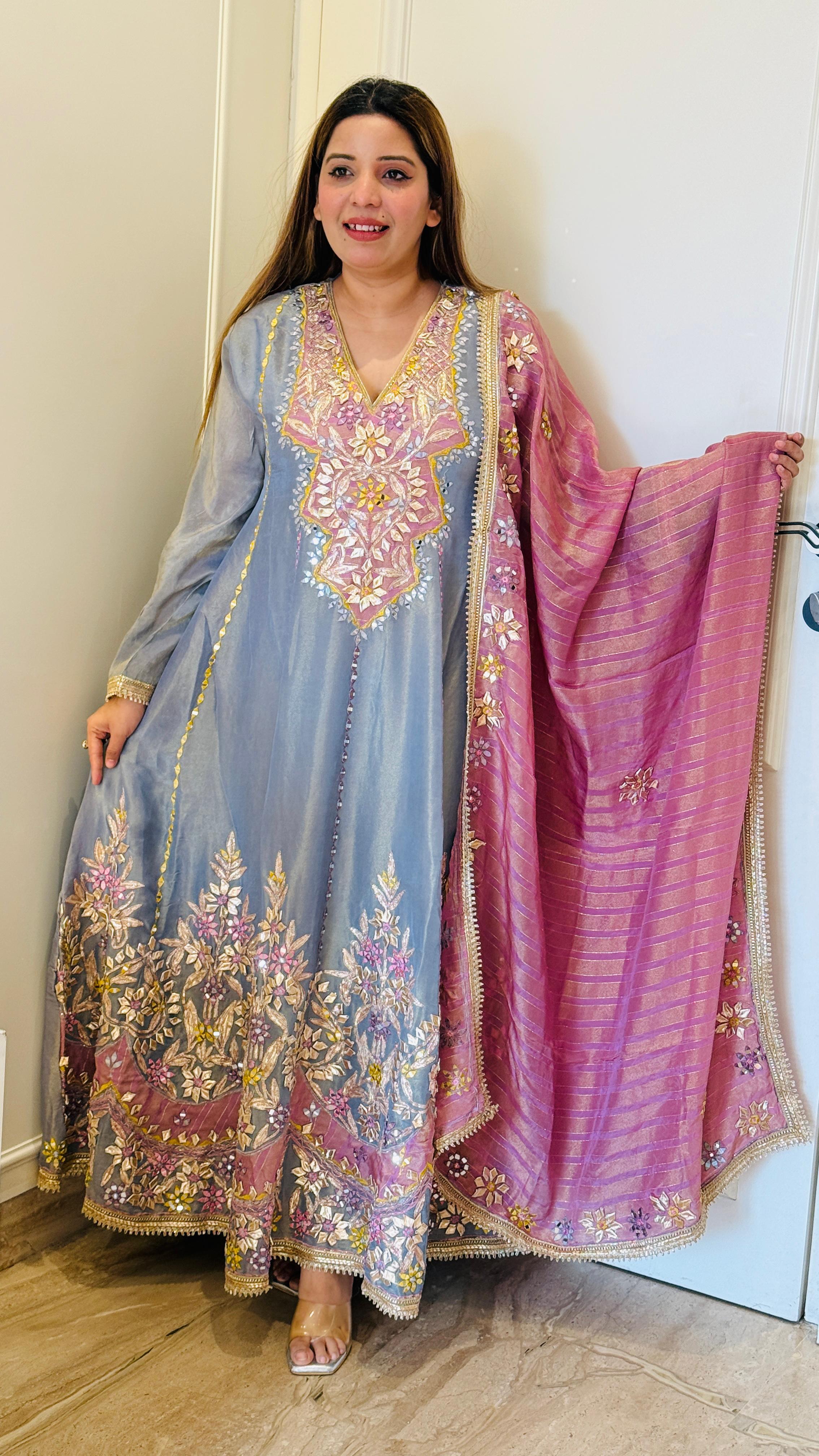 Lavender, Pink, Yellow & Sky Blue Graceful Anarkali Set