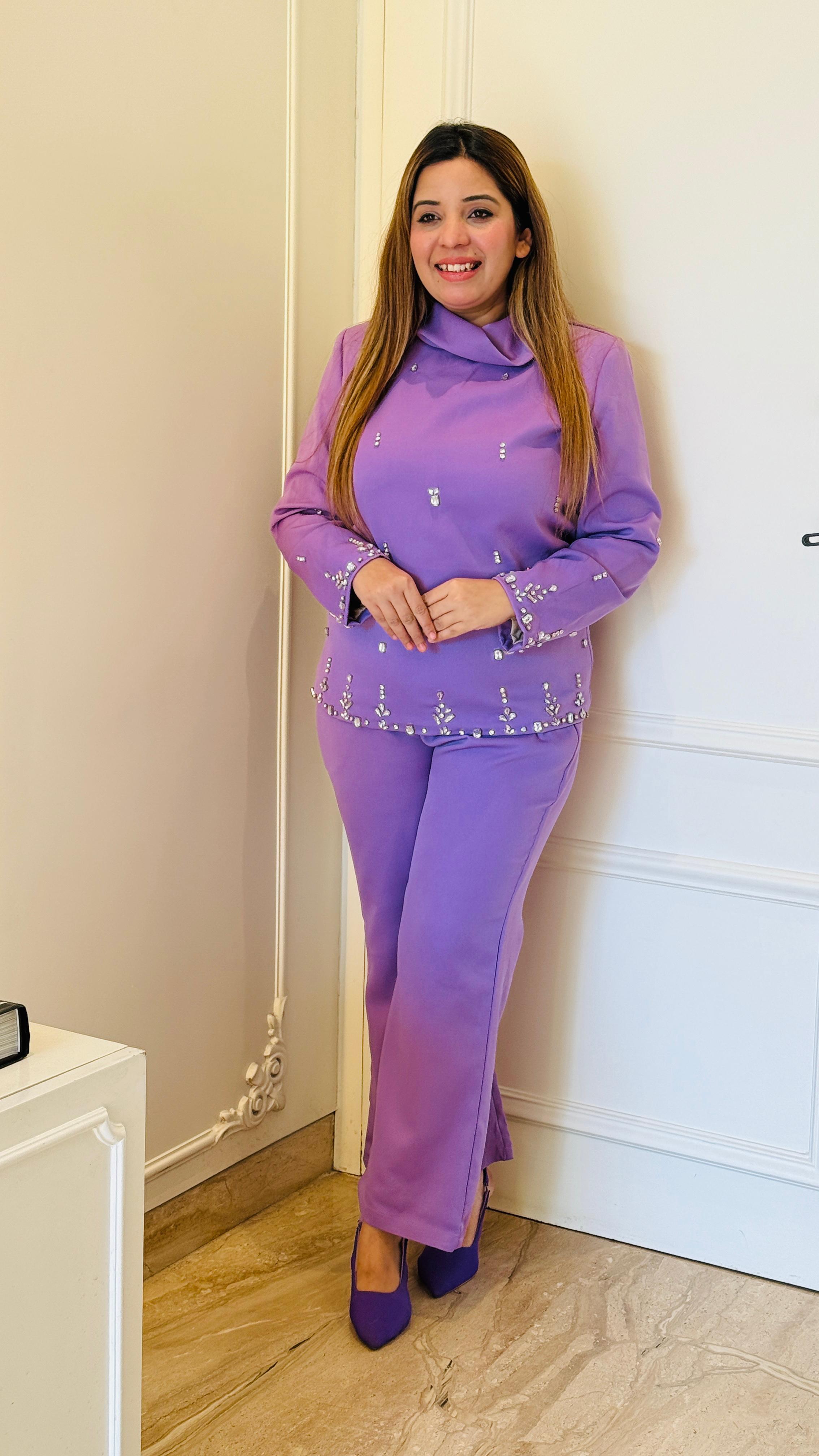 Stella Banana Crepe Cordset- Purple & Black