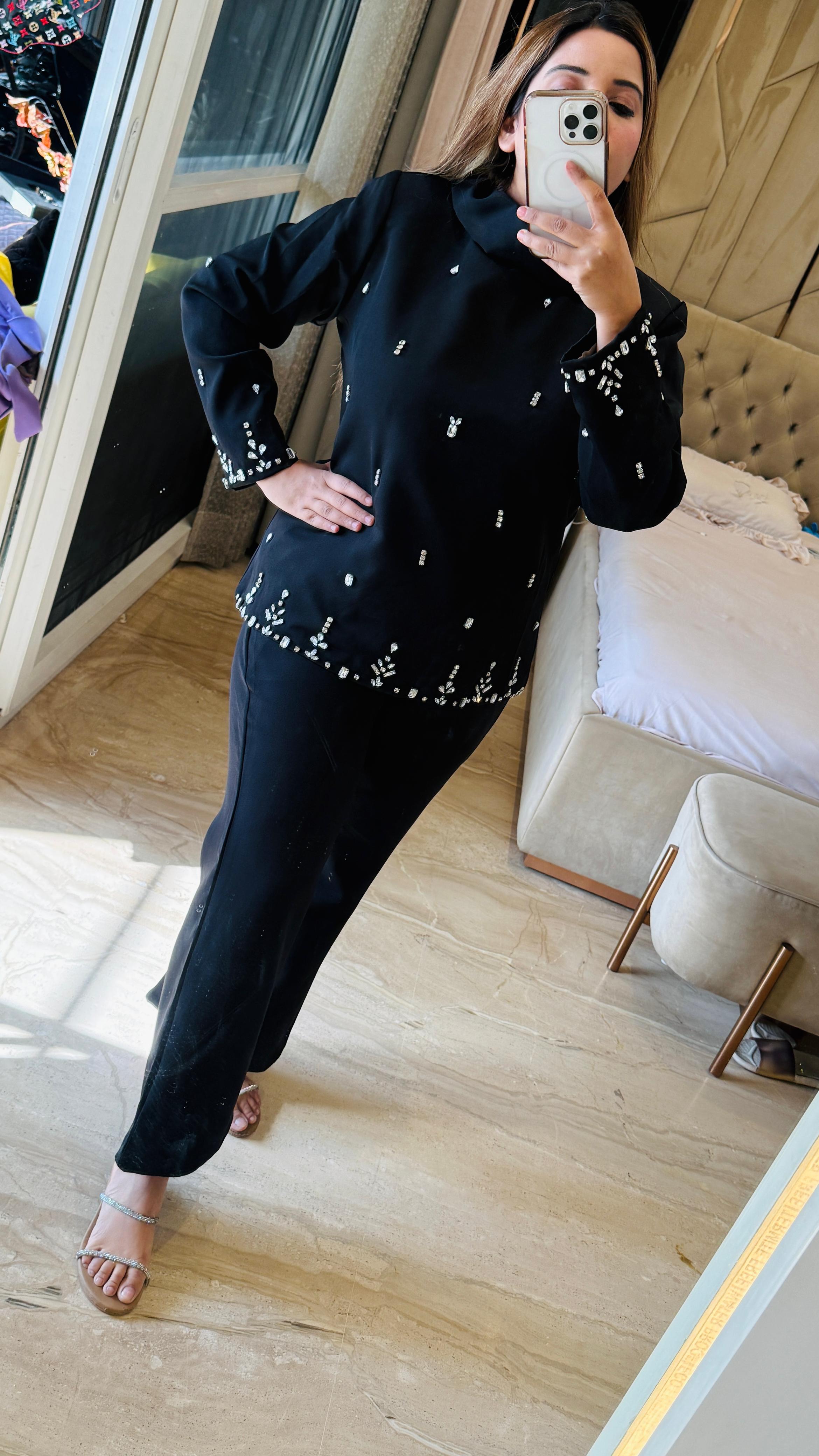 Stella Banana Crepe Cordset- Purple & Black