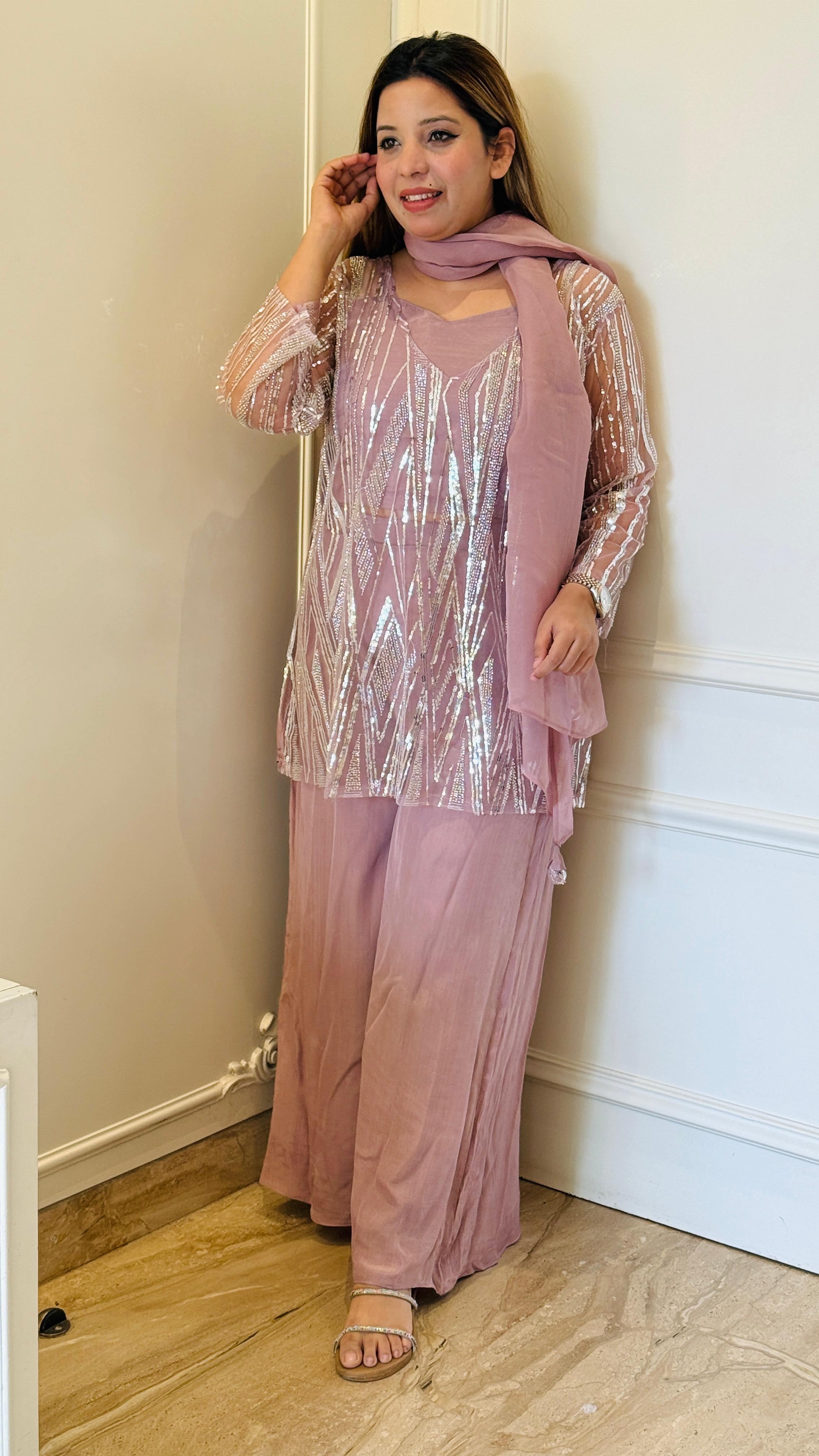 Elite Indo-Western Set- Mauve Pink