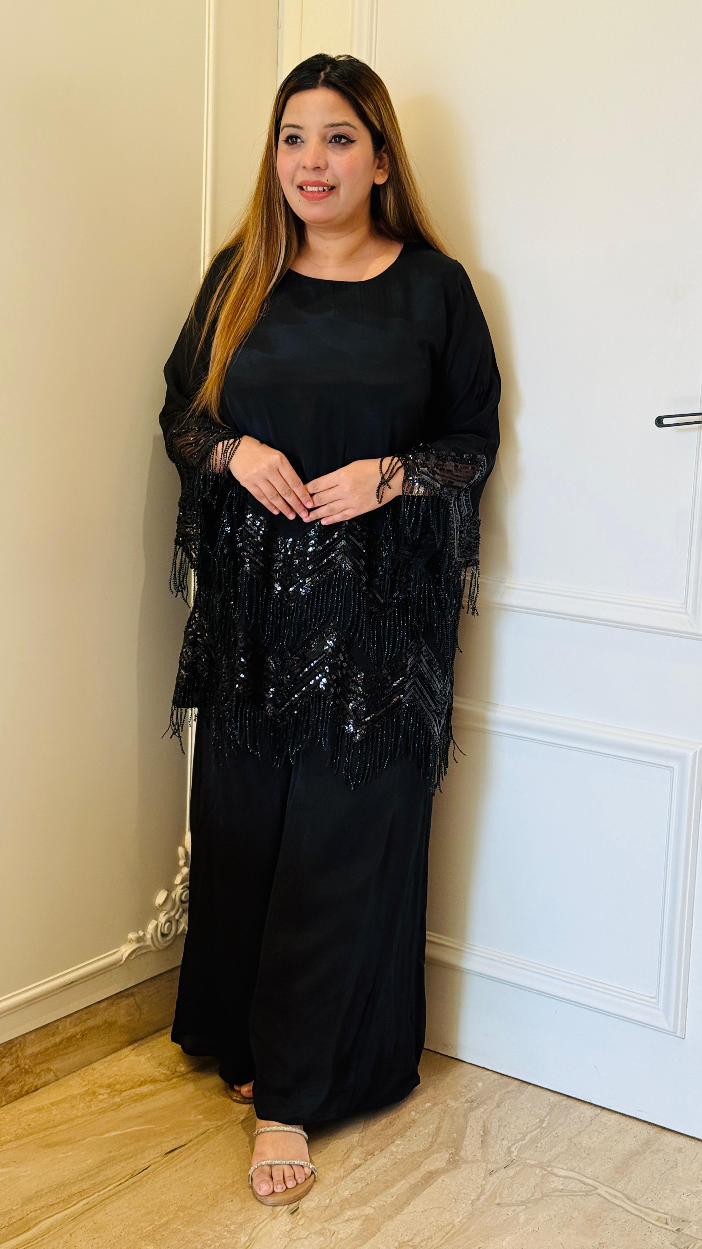 Black & Blue- Serena Premium Plazo Set