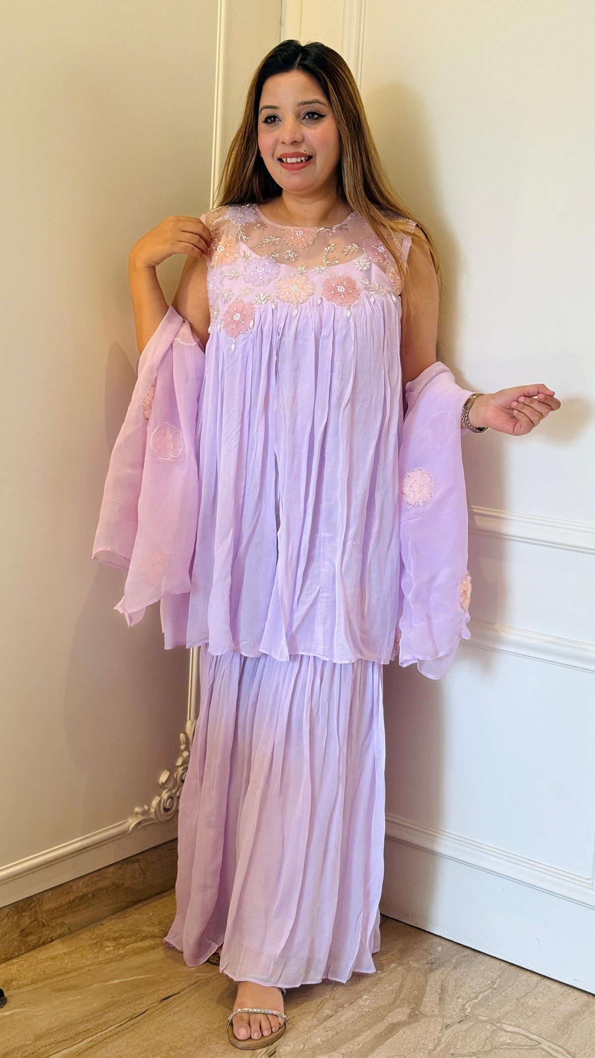 Elara Indo-Western Set- Lavender