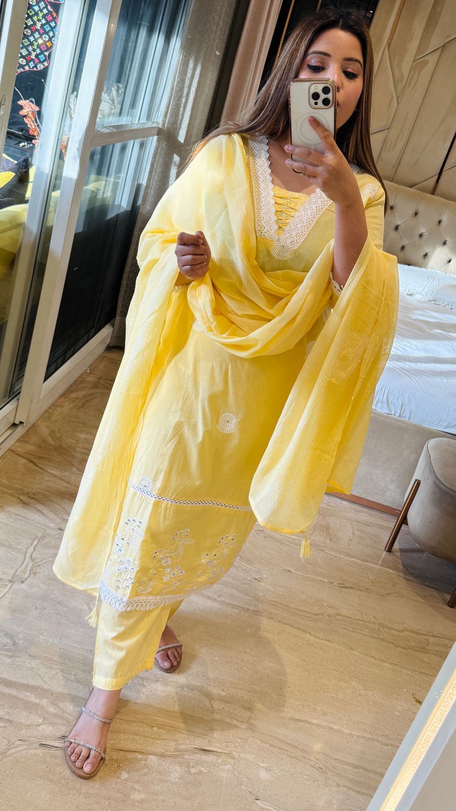 Noor-E-Mal – Suit Set (Lavender, Yellow)