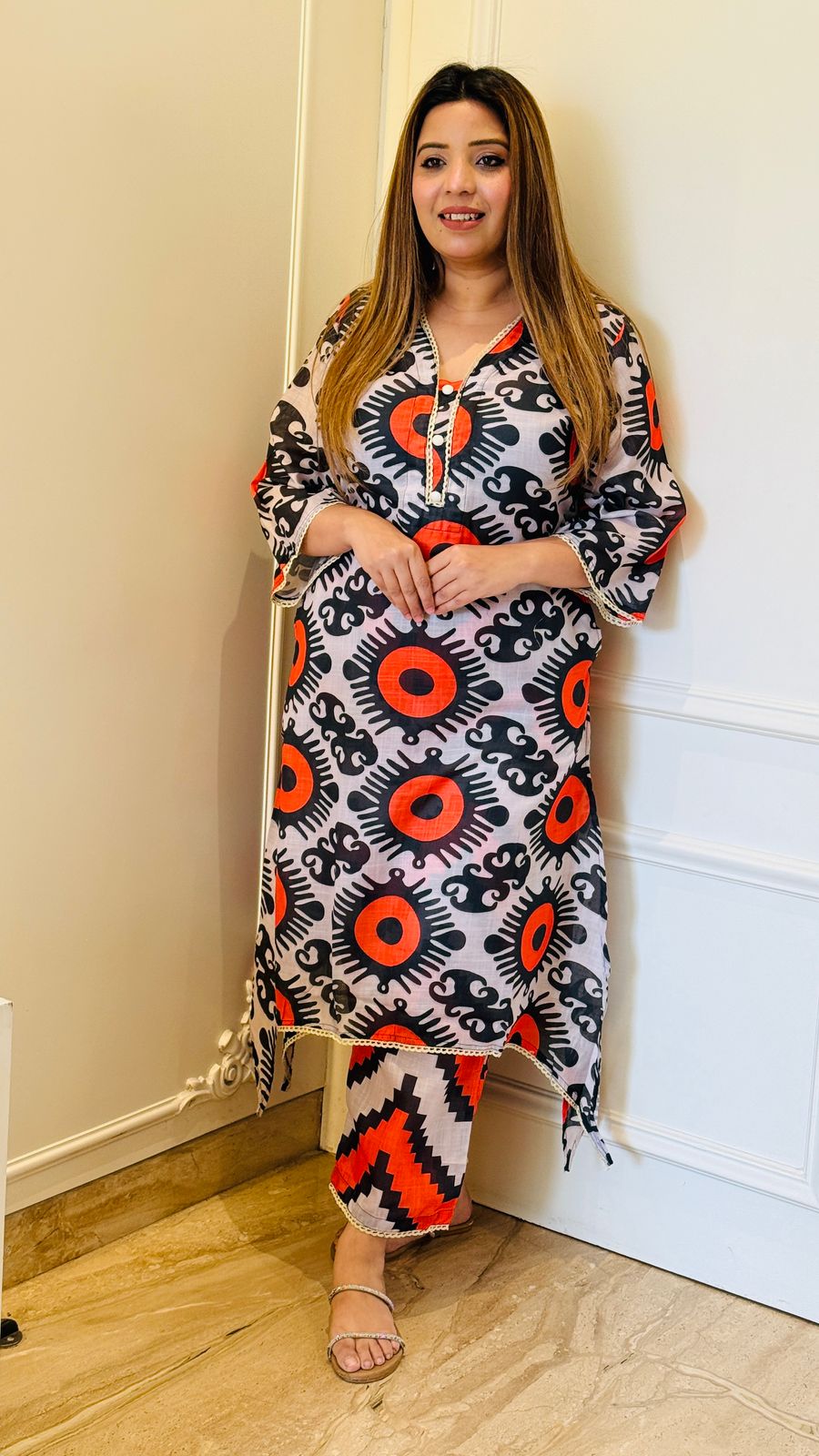 Urban Bloom –  A-Line Kurta Set (Grey)