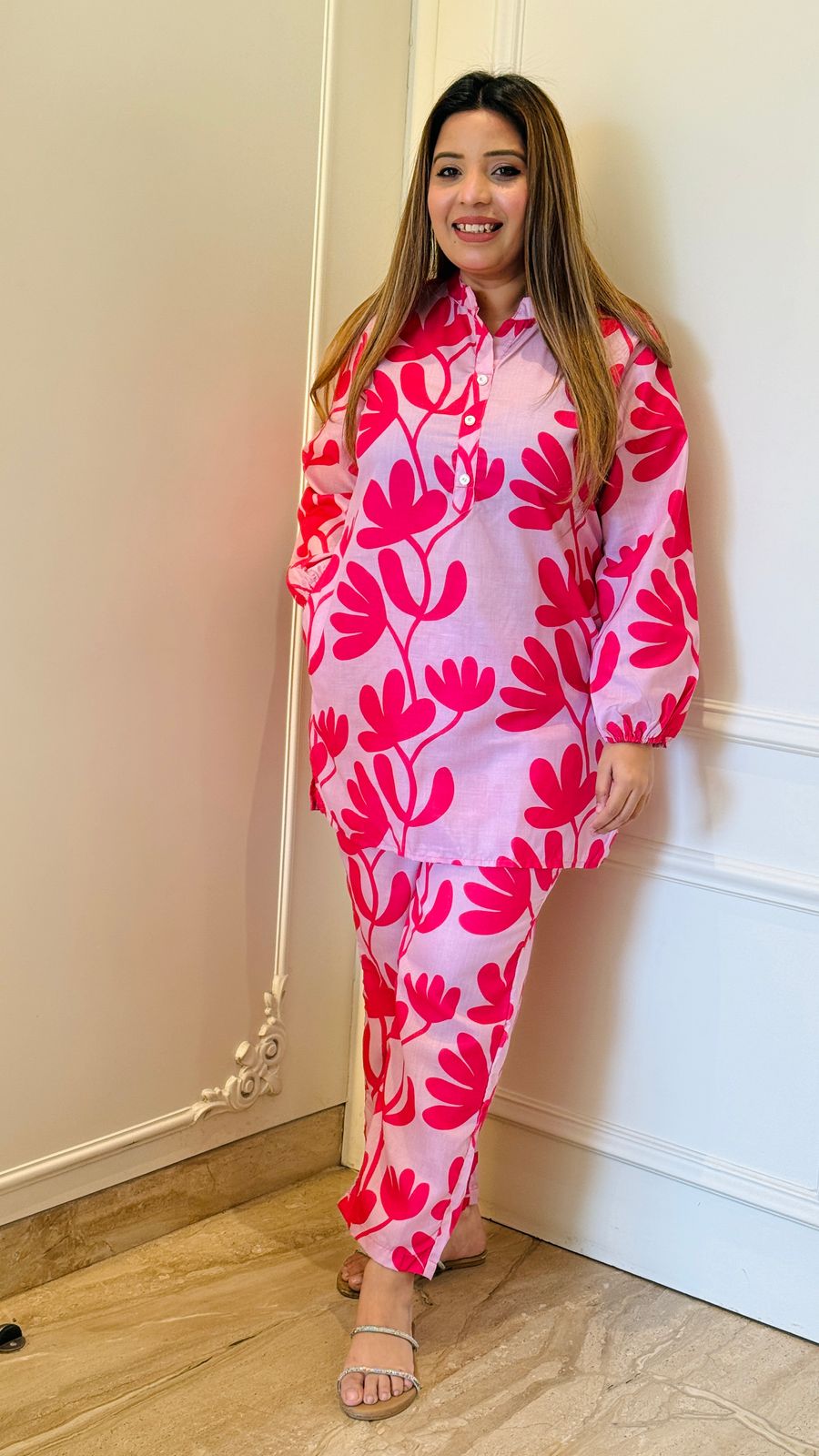 Aarvi Digital Cotton Cordset (Pink)