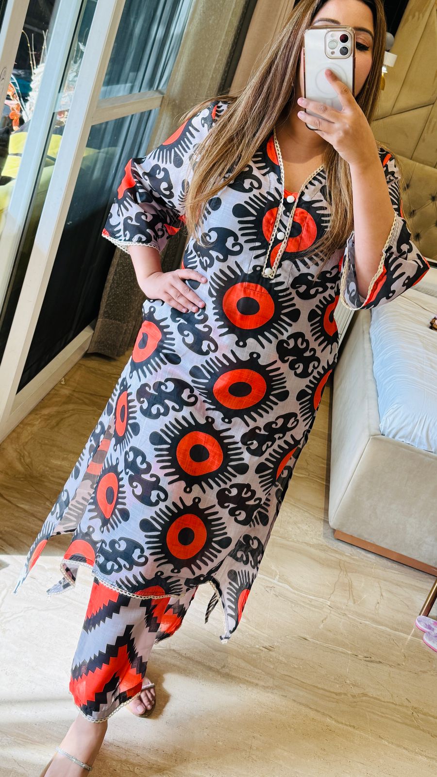 Urban Bloom –  A-Line Kurta Set (Grey)