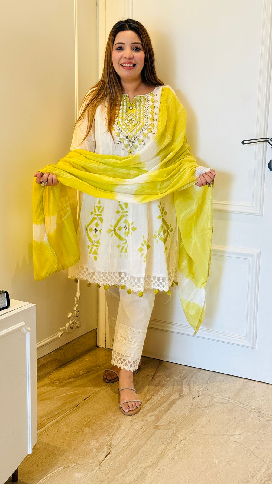 Noor Mal Cotton Set (Purple ,Lime)