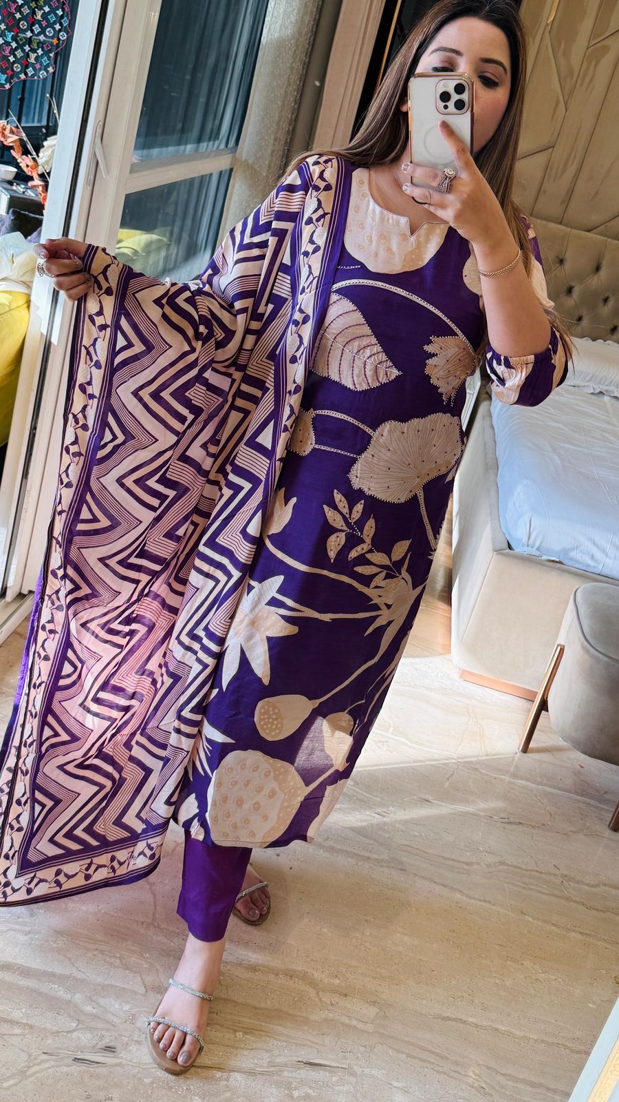 Noor-e-Maslin suit - Purple