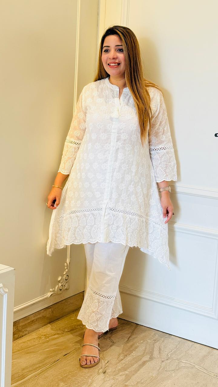 Zehra Lucknowi Elegance Set (Blue, White)