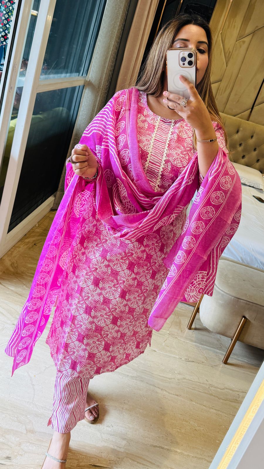 BloomEase Cotton Suit Set (Pink, Yellow)