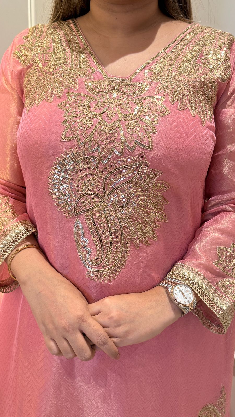 Shimmer Luxe Plazo Set - Yellow, Pink