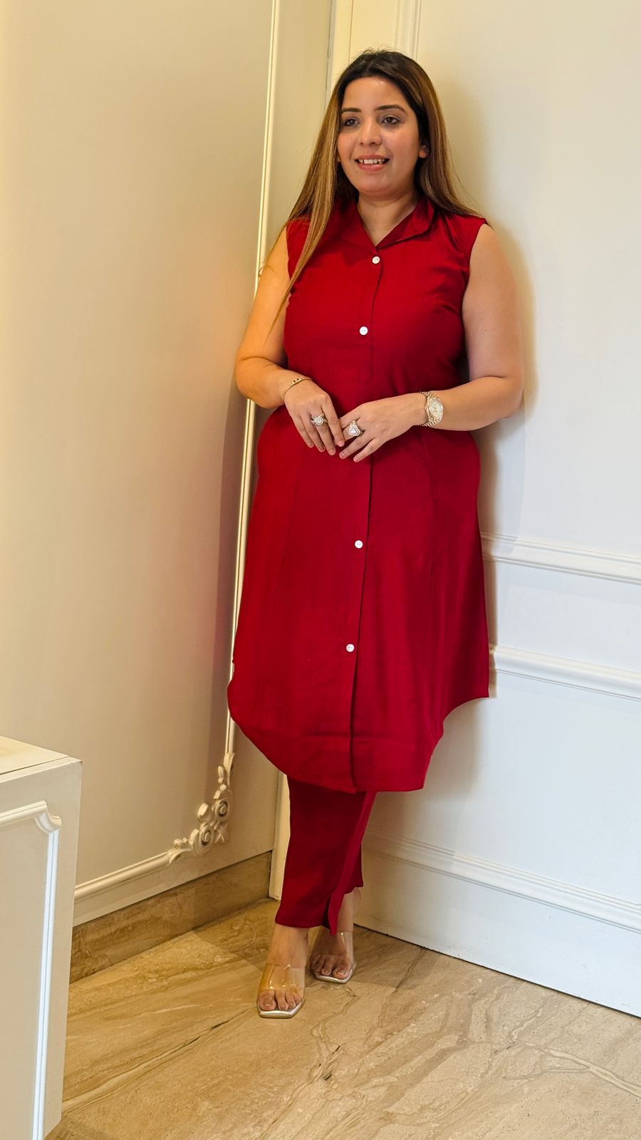 Cotton A-Line Cordset- Red, Purple, Yellow, Mustard, Sky Blue, Grey, Pink, Black