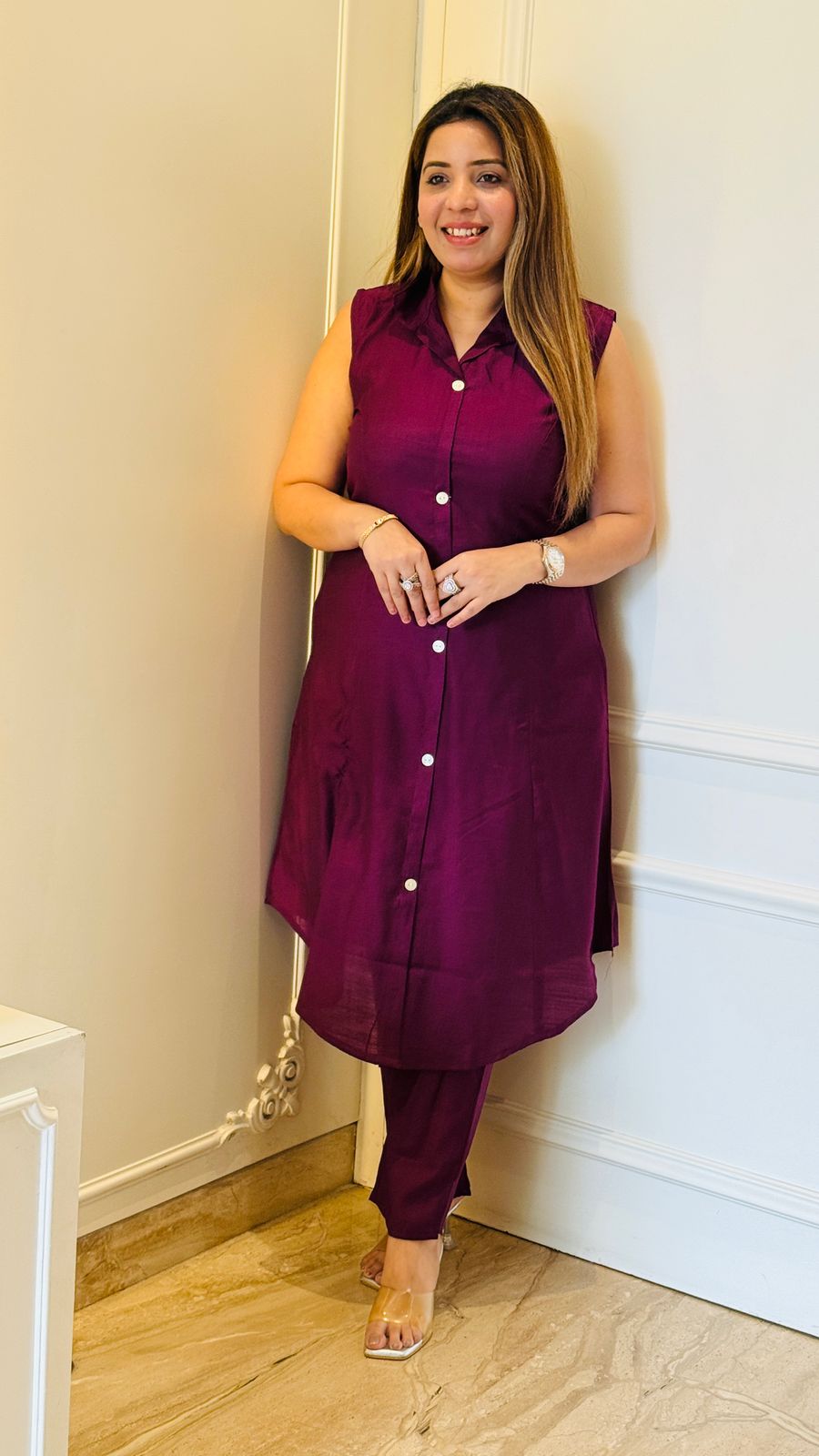 Cotton A-Line Cordset- Red, Purple, Yellow, Mustard, Sky Blue, Grey, Pink, Black