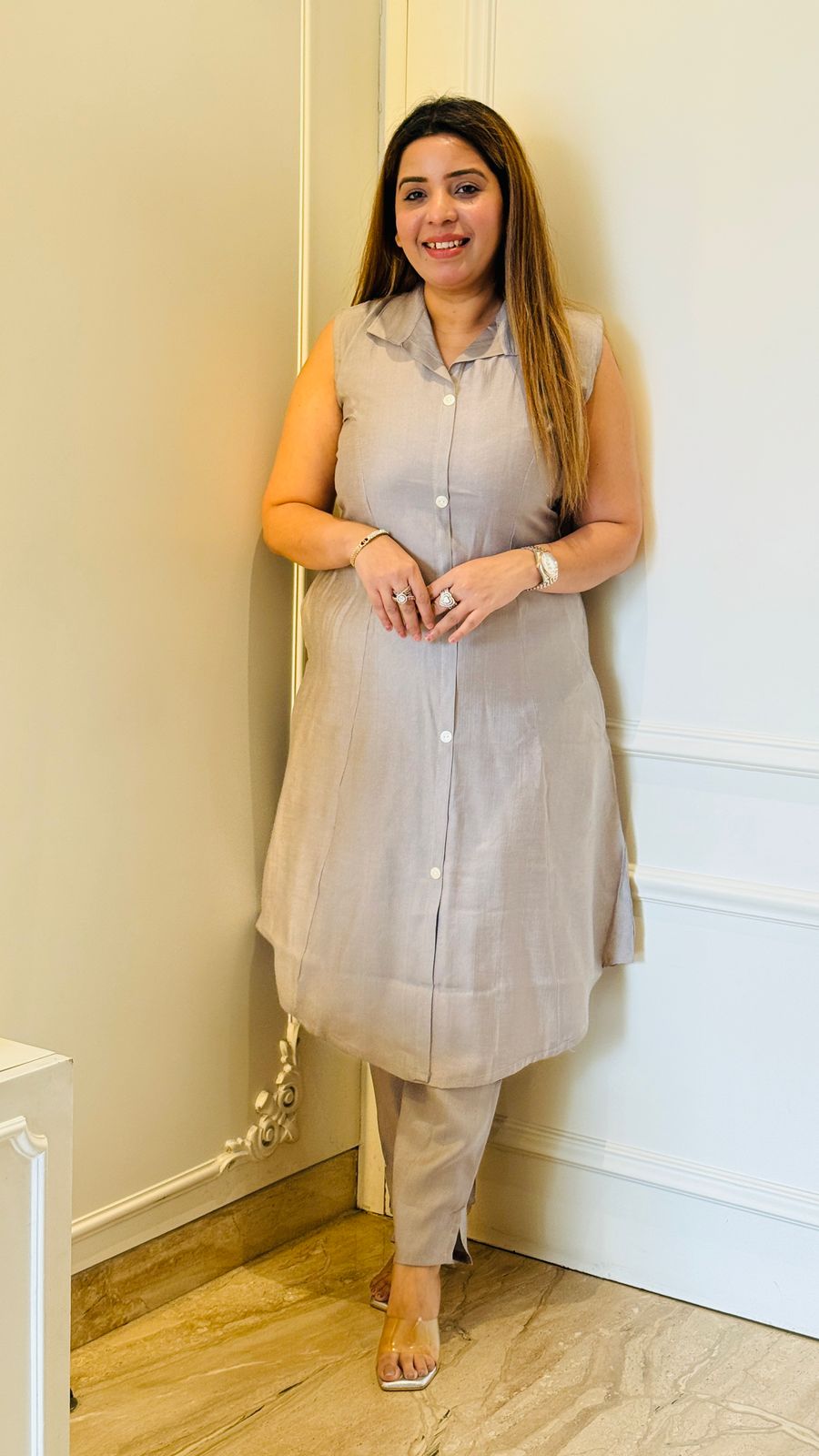 Cotton A-Line Cordset- Red, Purple, Yellow, Mustard, Sky Blue, Grey, Pink, Black