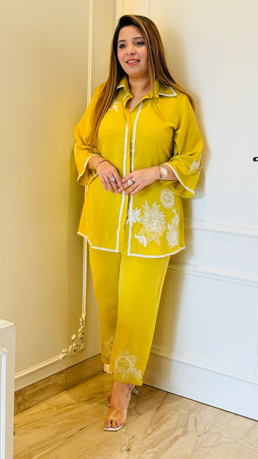 Aveline Applique Cordset - Yellow, Black